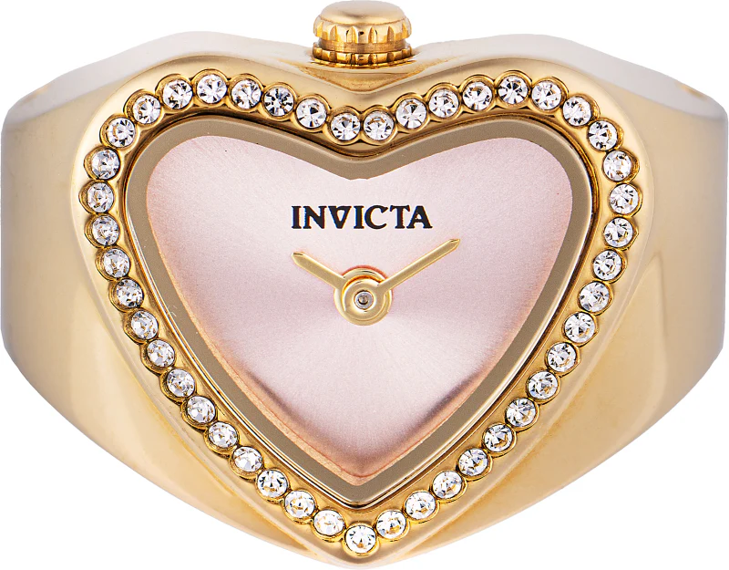 Invicta Women's 18mm Angel Quartz Crystal Halo Heart-Shaped Mini Ring Watch - Image 5