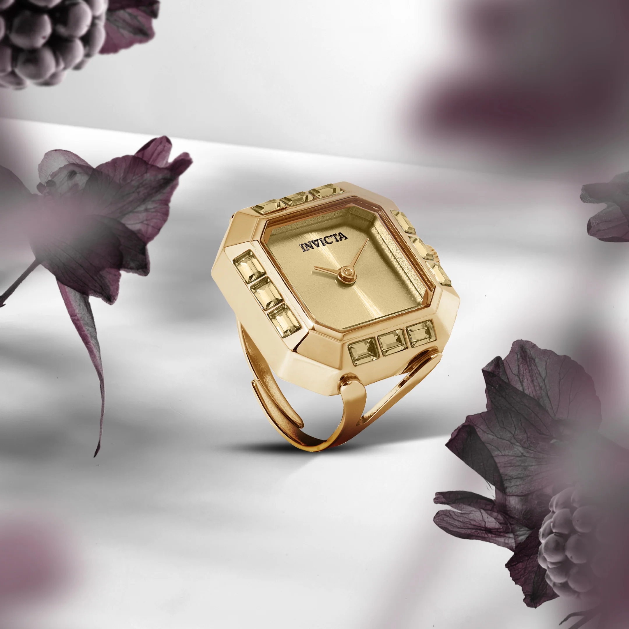 Invicta Women's 21mm Angel Quartz Baguette Crystal Tonneau Mini Ring Watch - Image 12