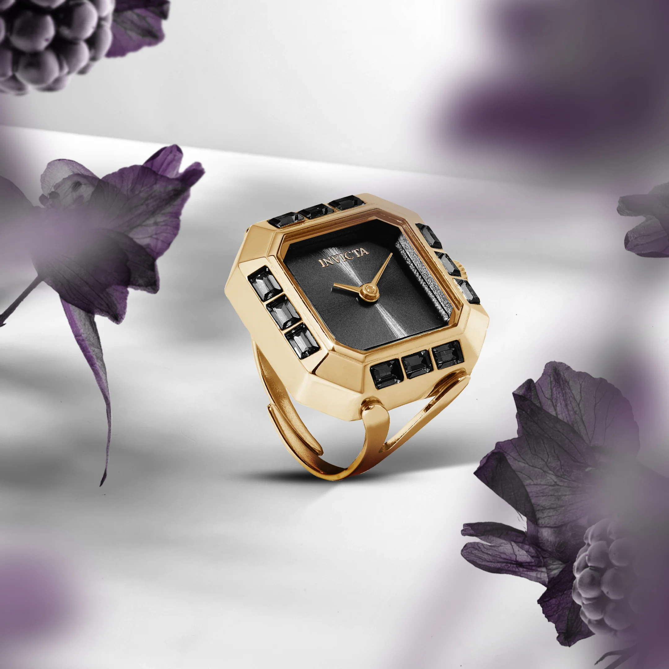 Invicta Women's 21mm Angel Quartz Baguette Crystal Tonneau Mini Ring Watch - Image 13
