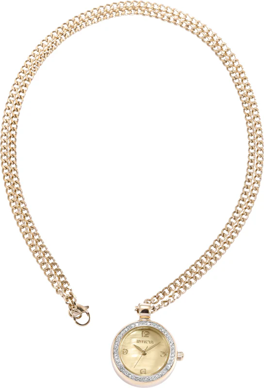 Invicta Women's 22mm Angel Quartz Crystal Halo Chain Mini Watch Necklace - Image 2