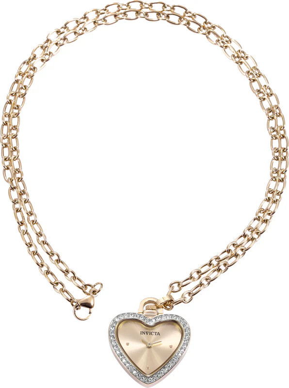 Invicta Women's 27mm Angel Quartz Crystal Halo Heart-Shaped Mini Watch Necklace - Image 2
