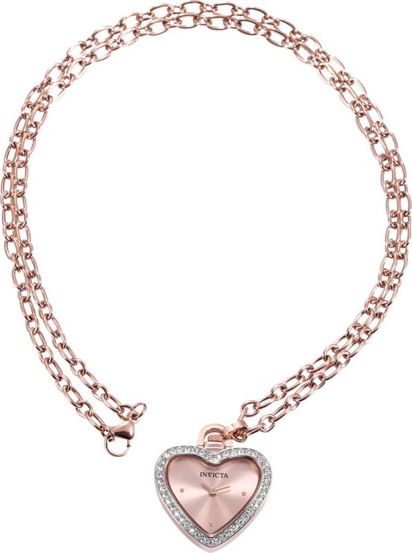 Invicta Women's 27mm Angel Quartz Crystal Halo Heart-Shaped Mini Watch Necklace - Image 3