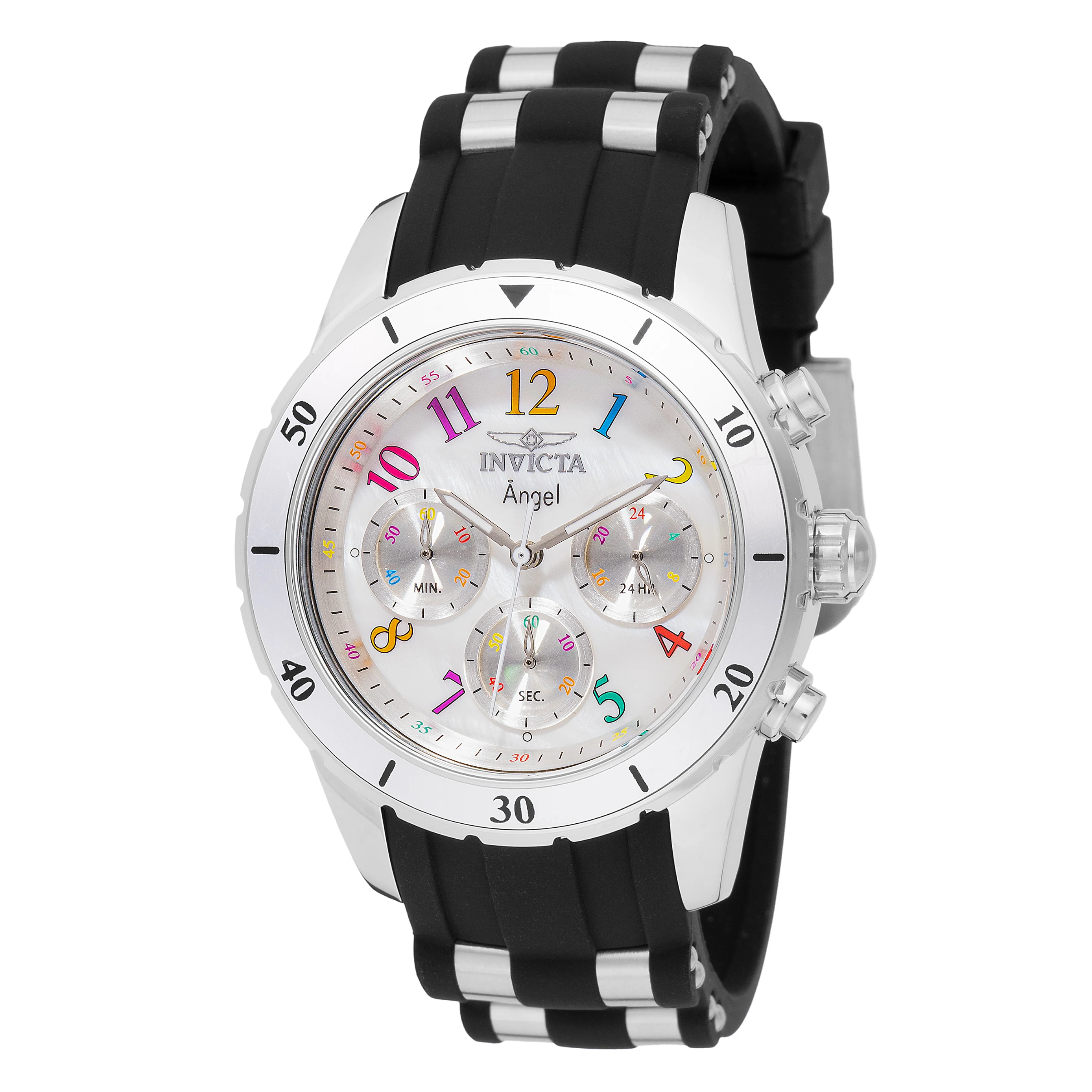 Invicta Women's 40mm Angel Quartz Chronograph MOP Dial Silicone Strap Watch - Image 3