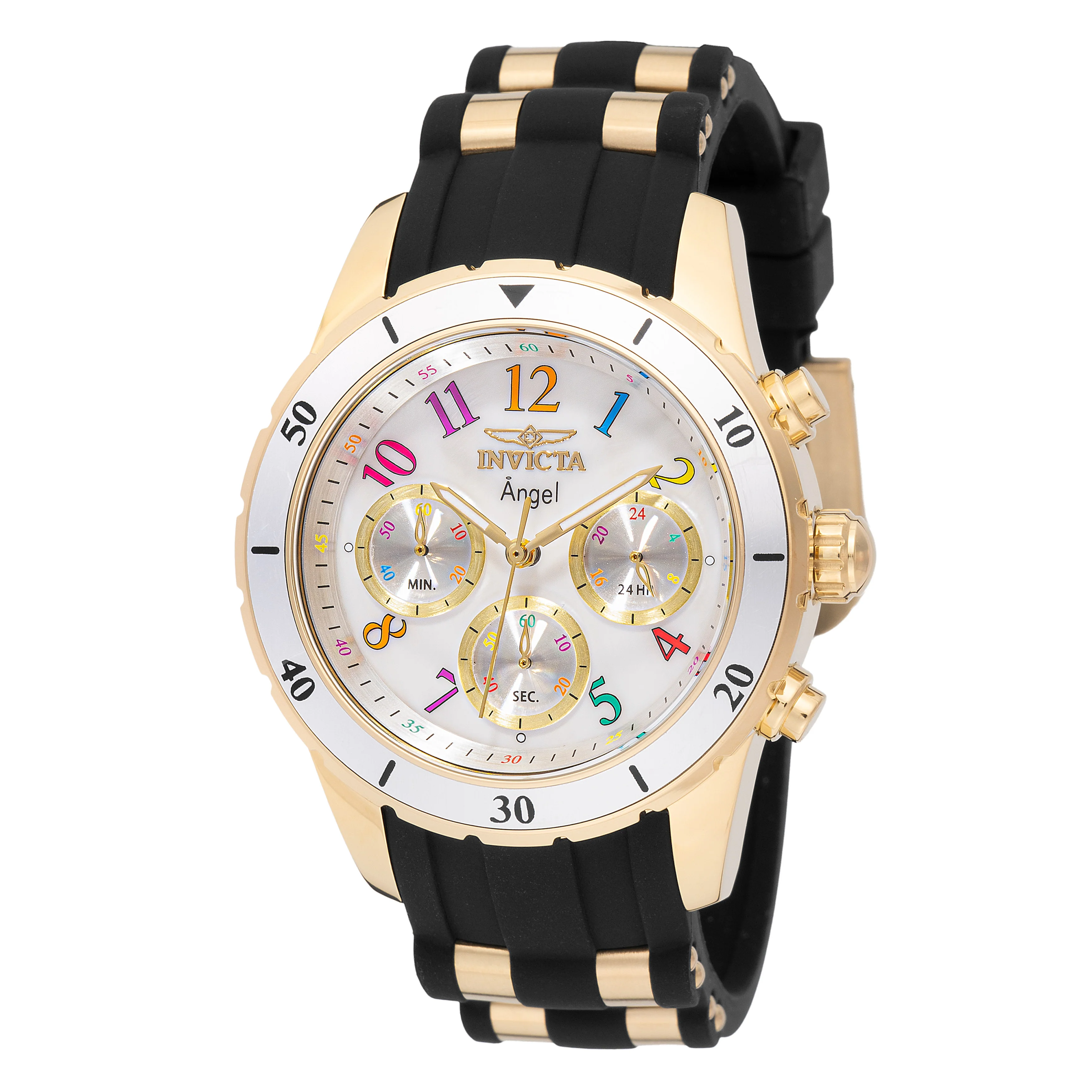 Invicta Women's 40mm Angel Quartz Chronograph MOP Dial Silicone Strap Watch - Image 4