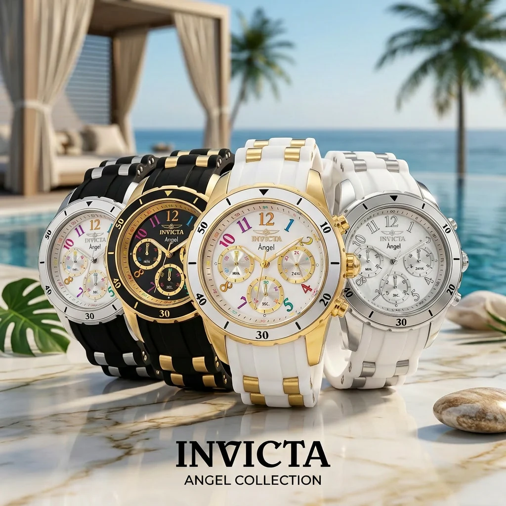 Invicta Women's 40mm Angel Quartz Chronograph MOP Dial Silicone Strap Watch - Image 5