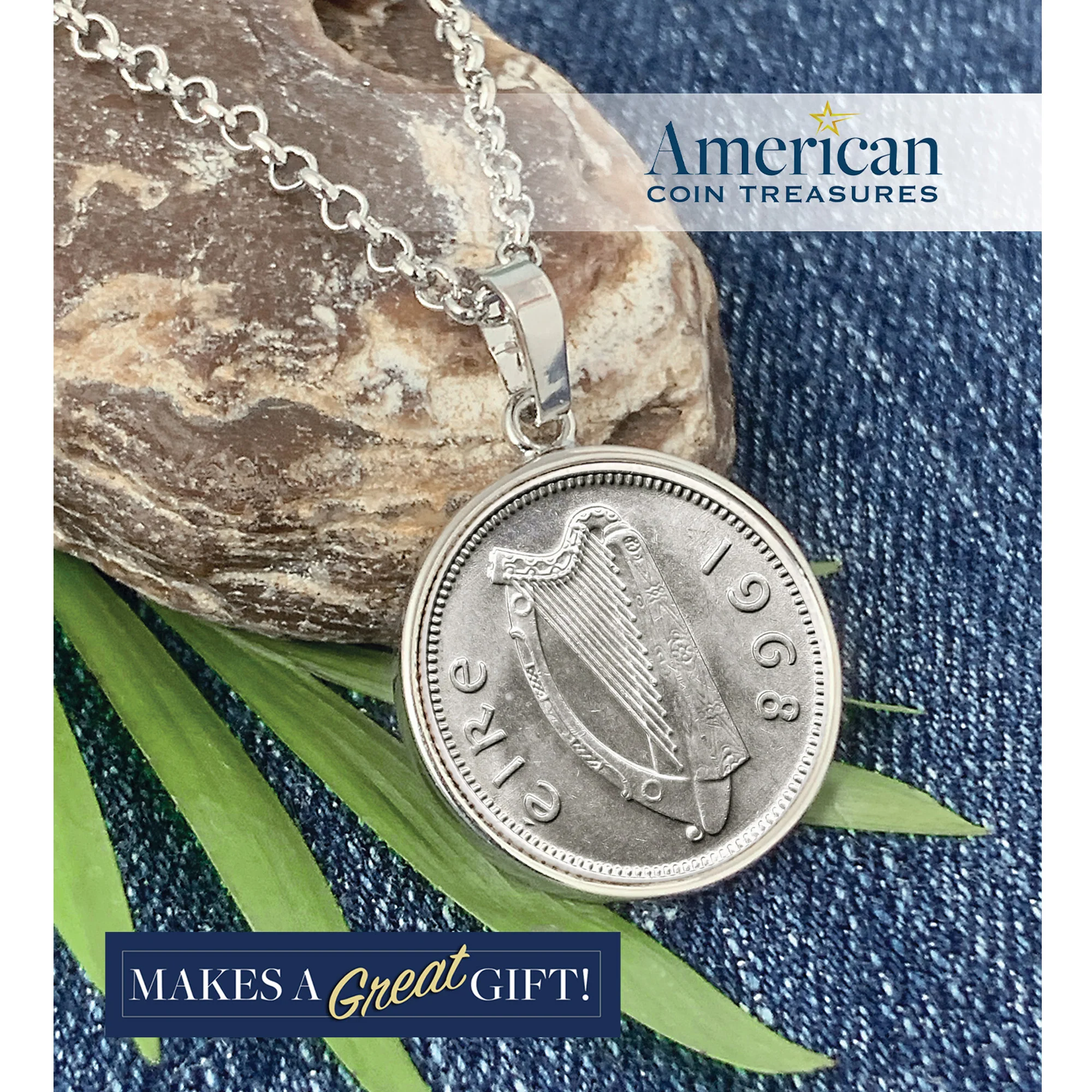 Irish Threepence Coin Pendant Necklace - Image 2