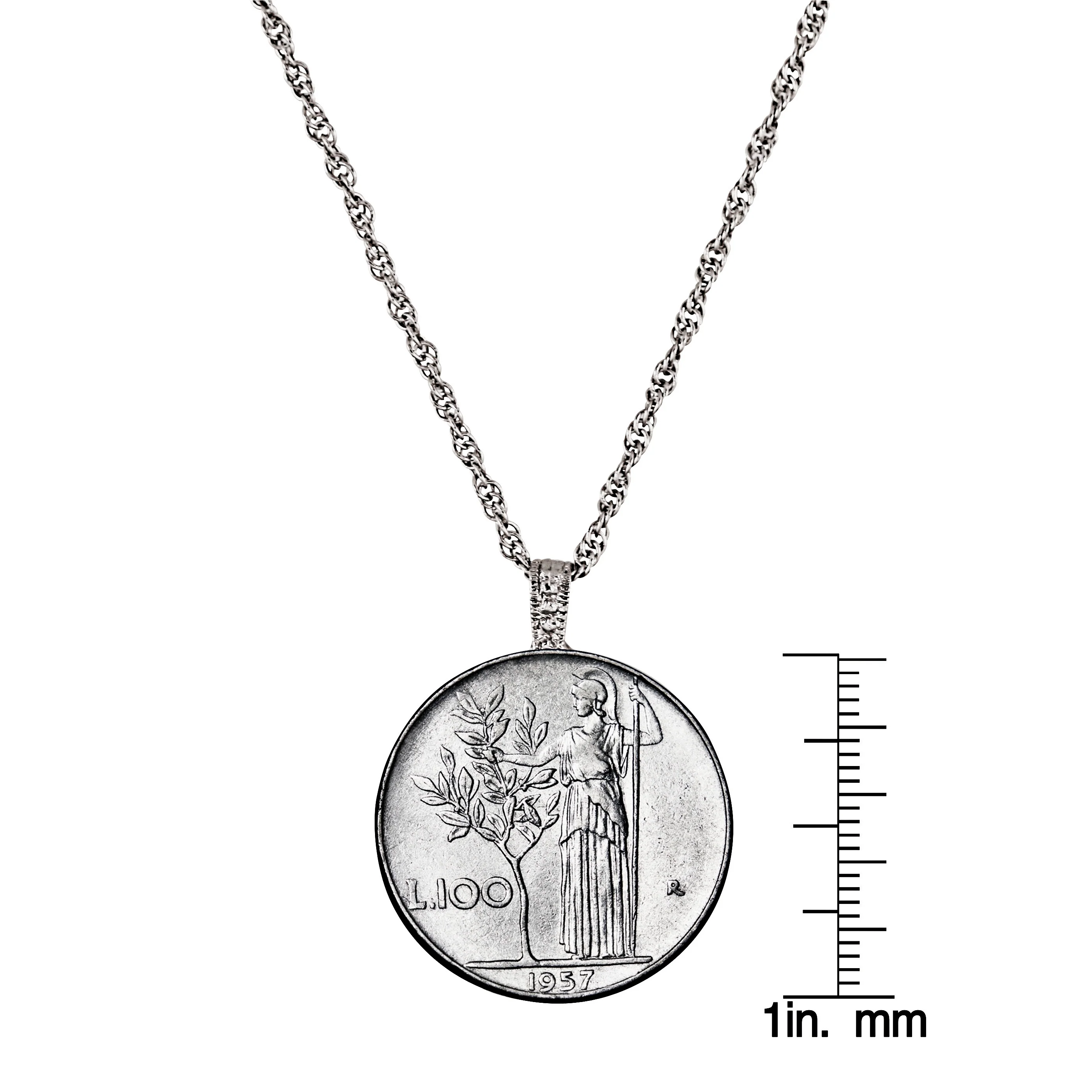 1955-1989 Minted Italian Lire Coin Pendant Necklace with 24" Chain - Image 4