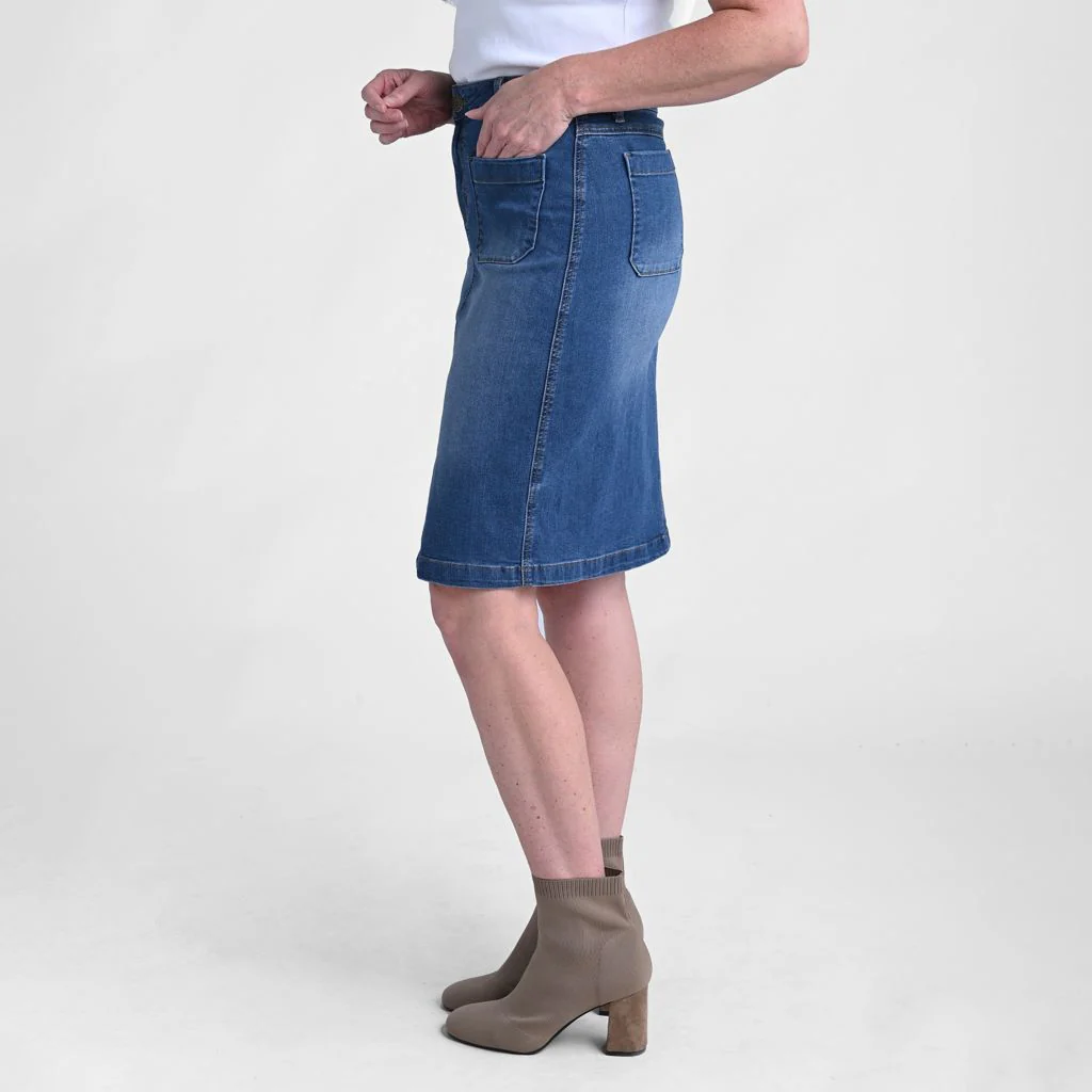 Christopher & Banks Knee Length A-Line Denim Skirt - Image 4