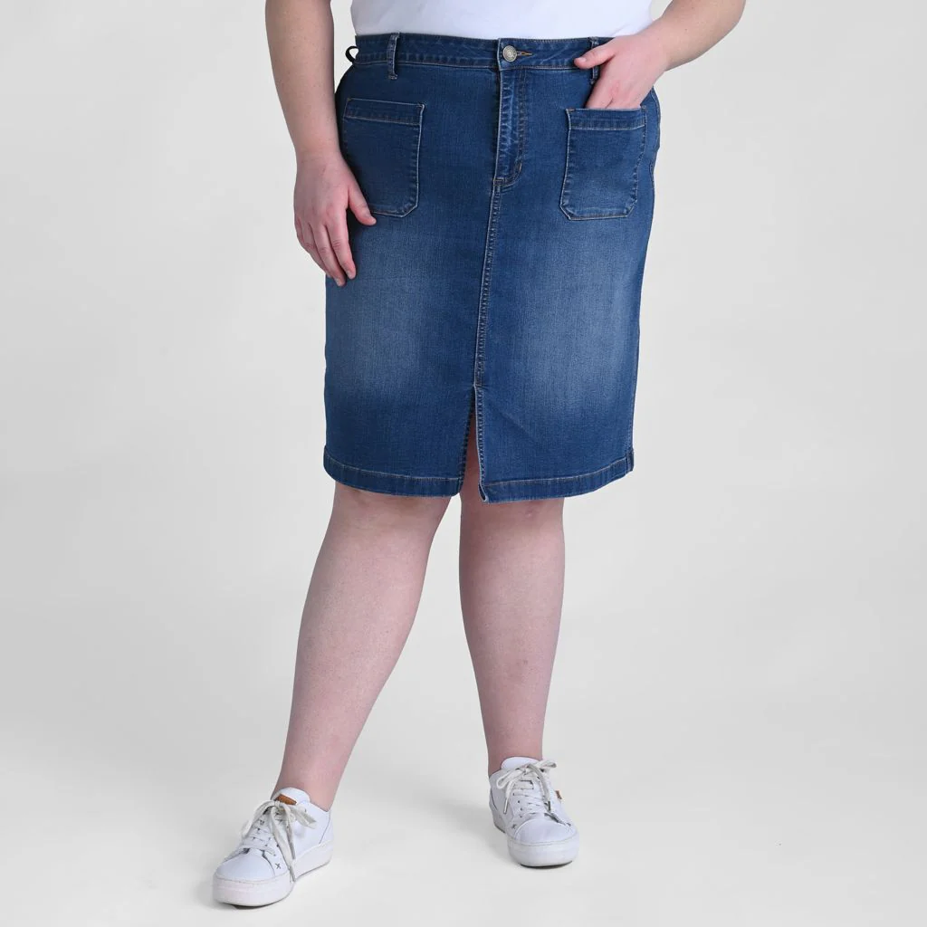 Christopher & Banks Knee Length A-Line Denim Skirt - Image 6