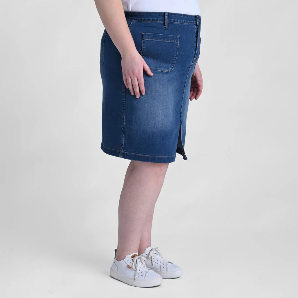 Christopher & Banks Knee Length A-Line Denim Skirt - Image 8