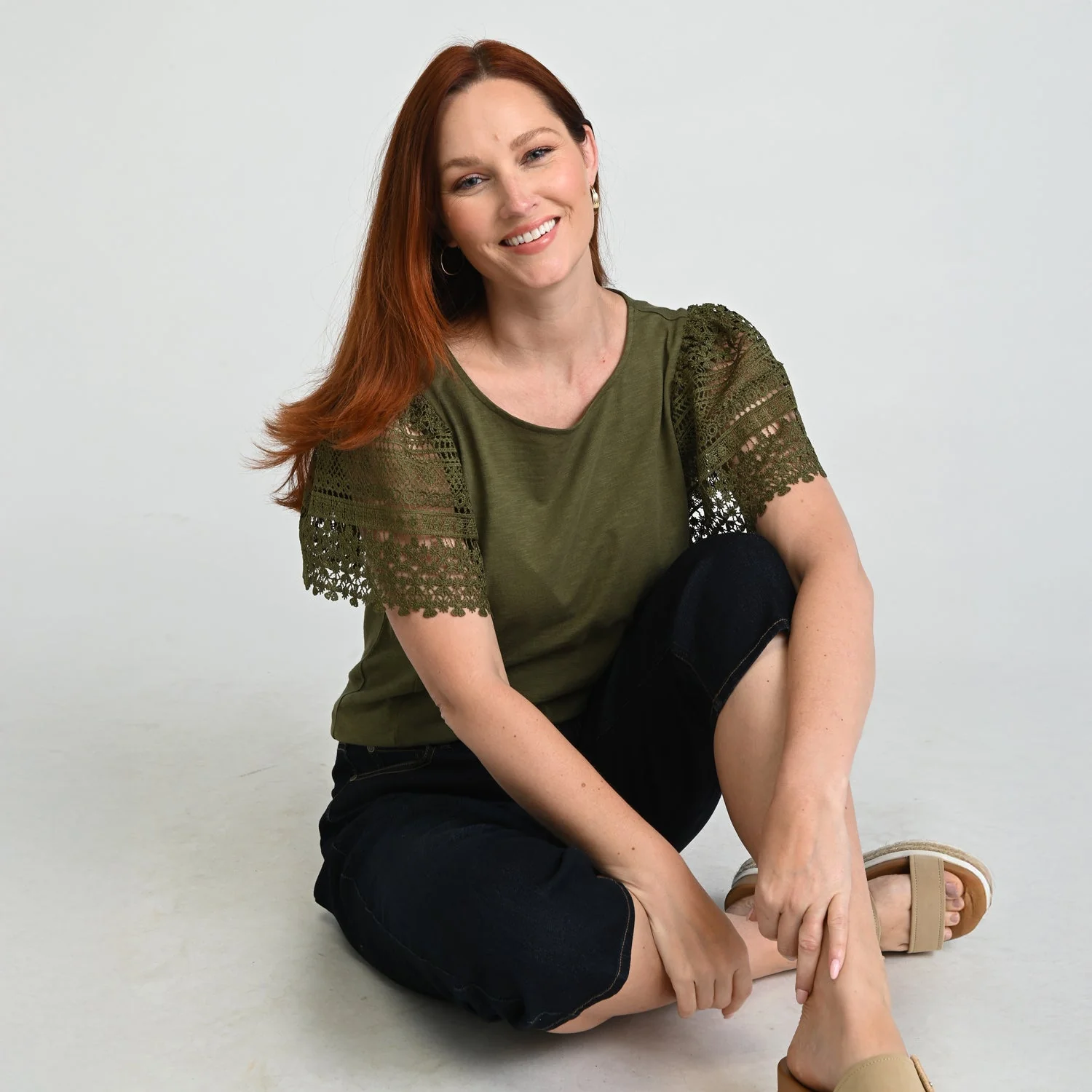 Christopher & Banks Lace Flutter Sleeve Top - Image 2