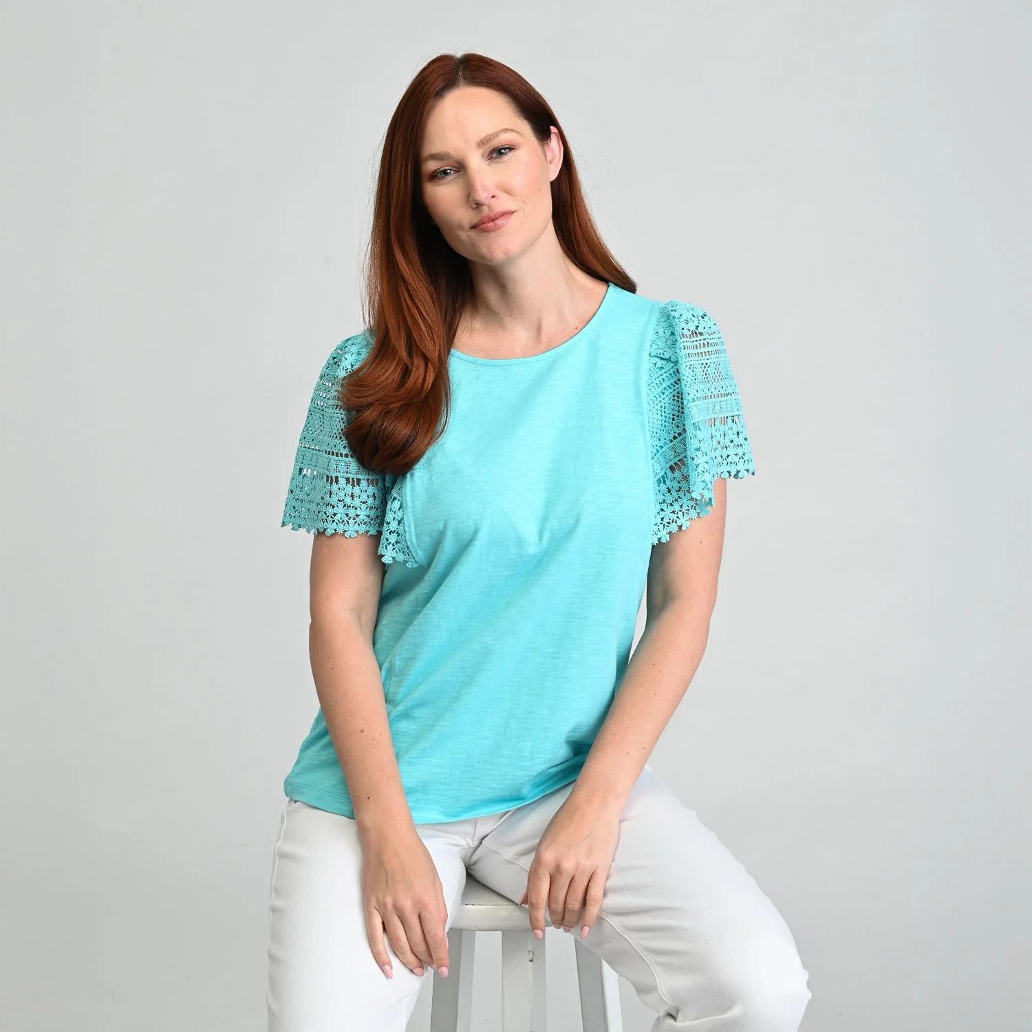 Christopher & Banks Lace Flutter Sleeve Top - Image 3