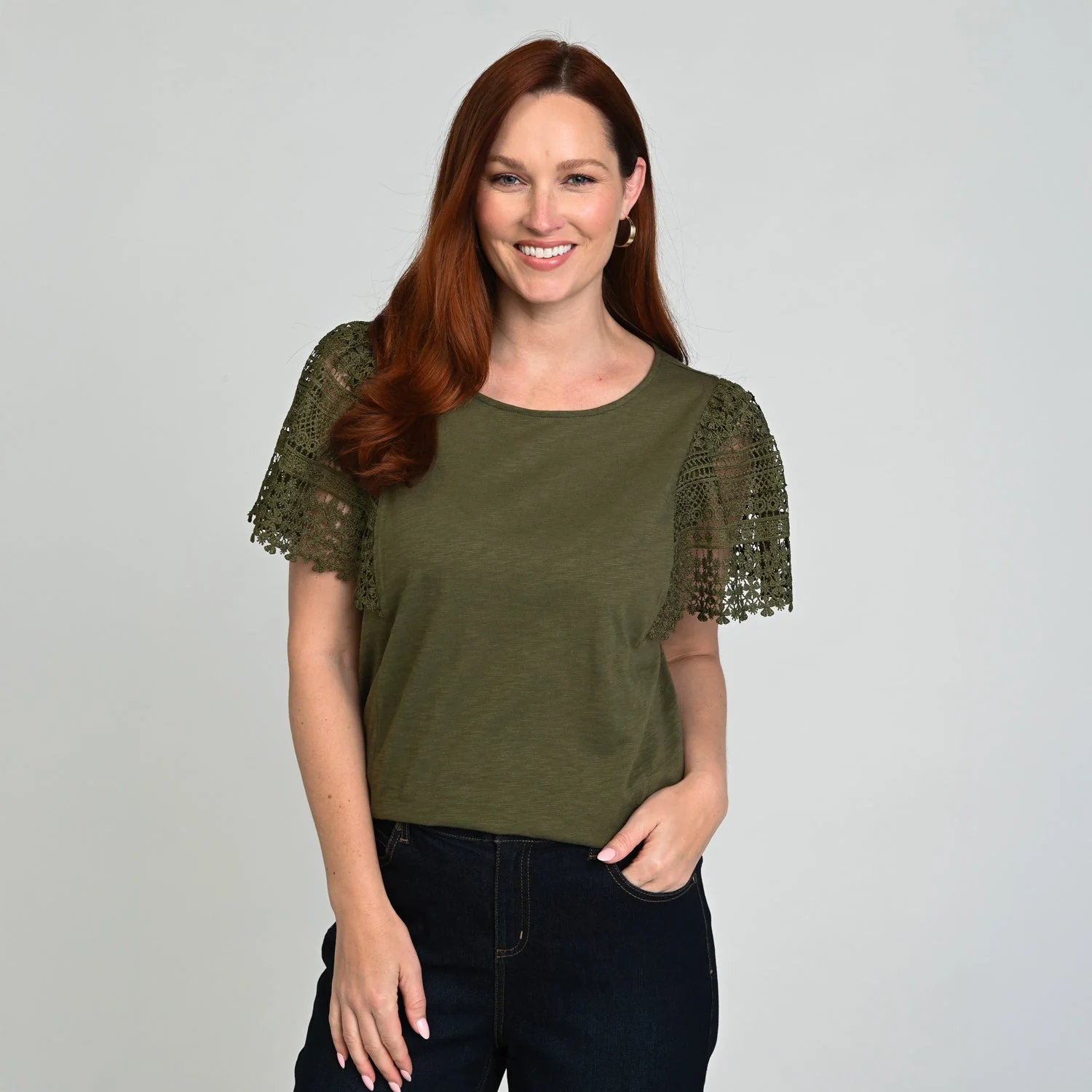 Christopher & Banks Lace Flutter Sleeve Top - Image 4