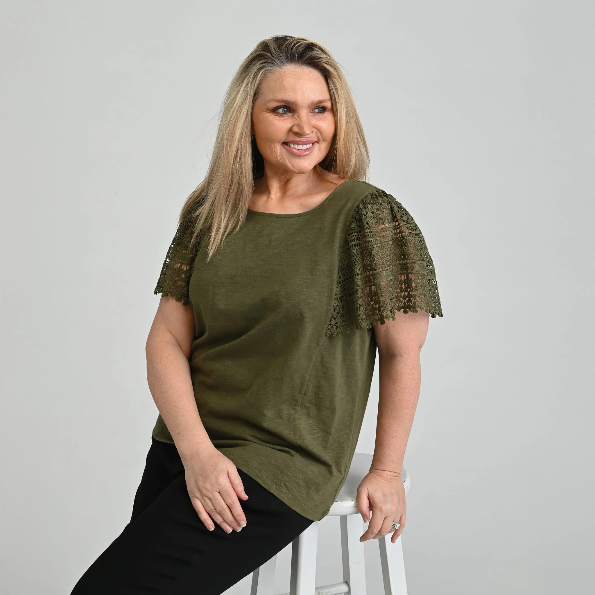 Christopher & Banks Lace Flutter Sleeve Top - Image 8