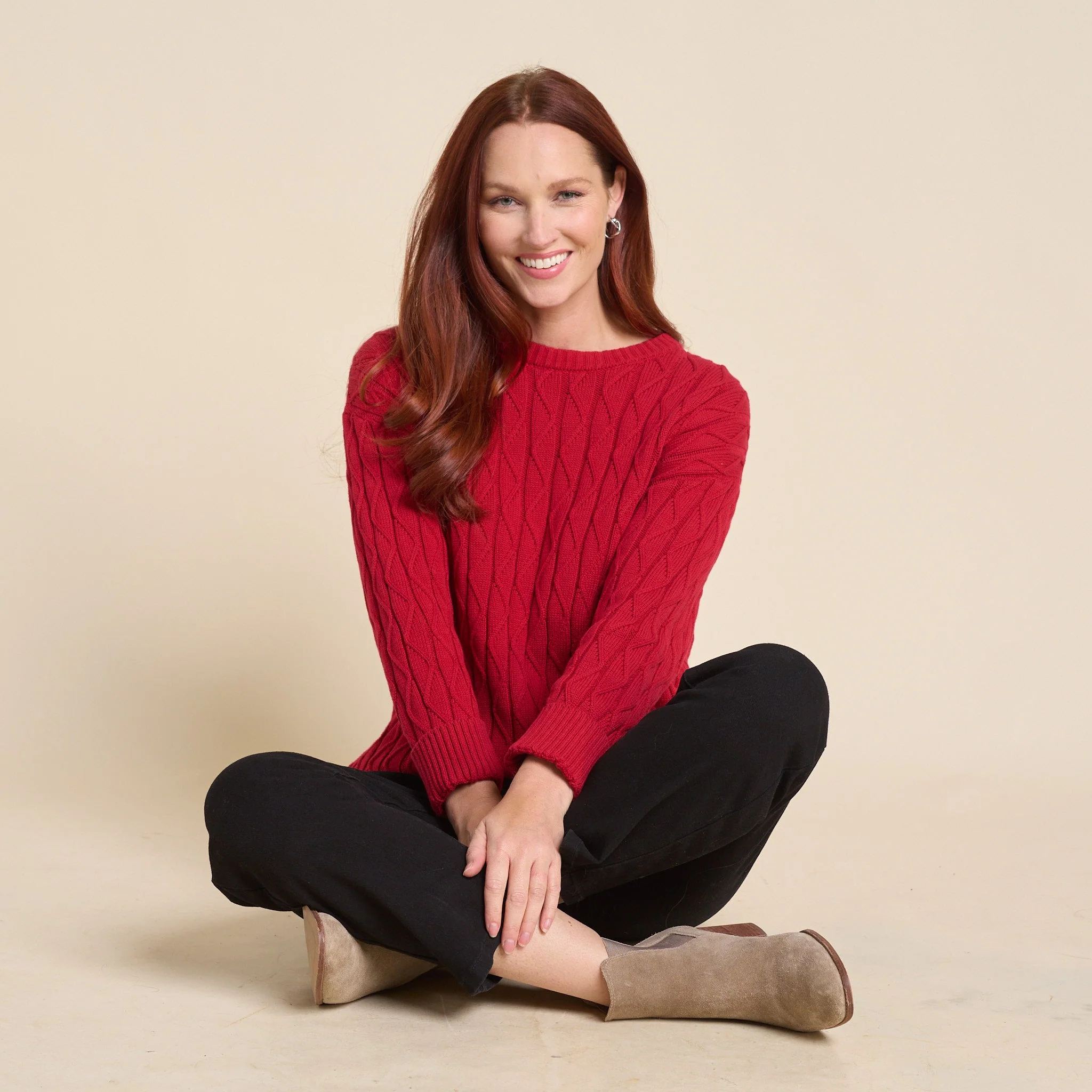 Christopher & Banks Lace Stitch Drop Shoulder Pullover Sweater - Image 2