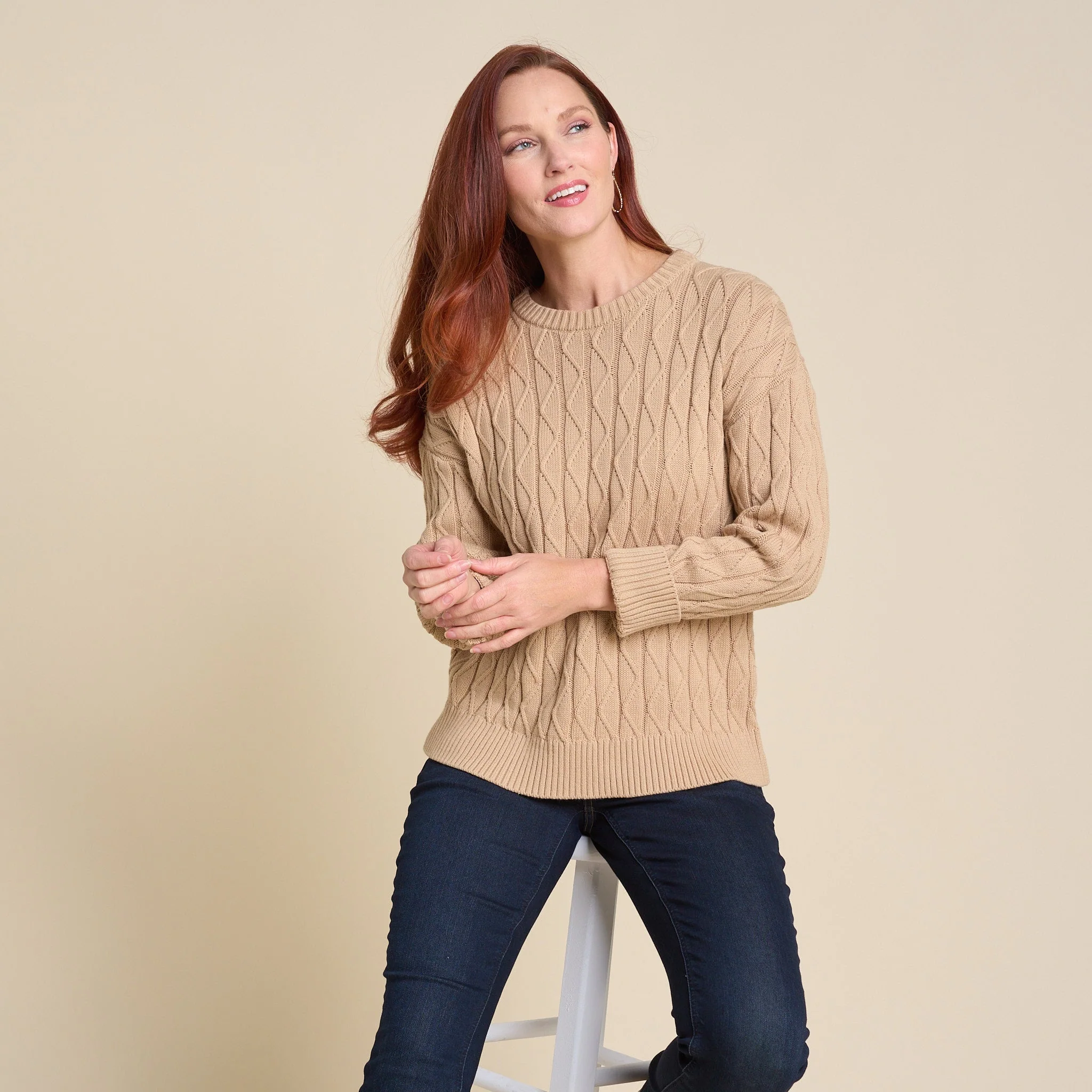 Christopher & Banks Lace Stitch Drop Shoulder Pullover Sweater - Image 4