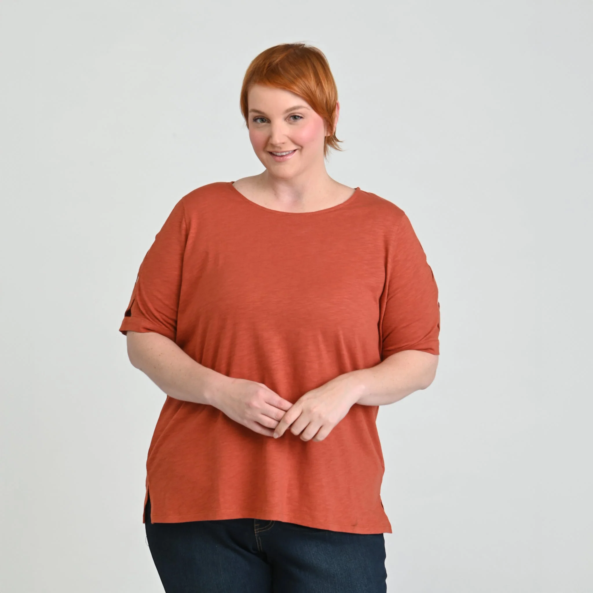 Christopher & Banks Lattice Sleeve Jewel Neck Top - Image 10