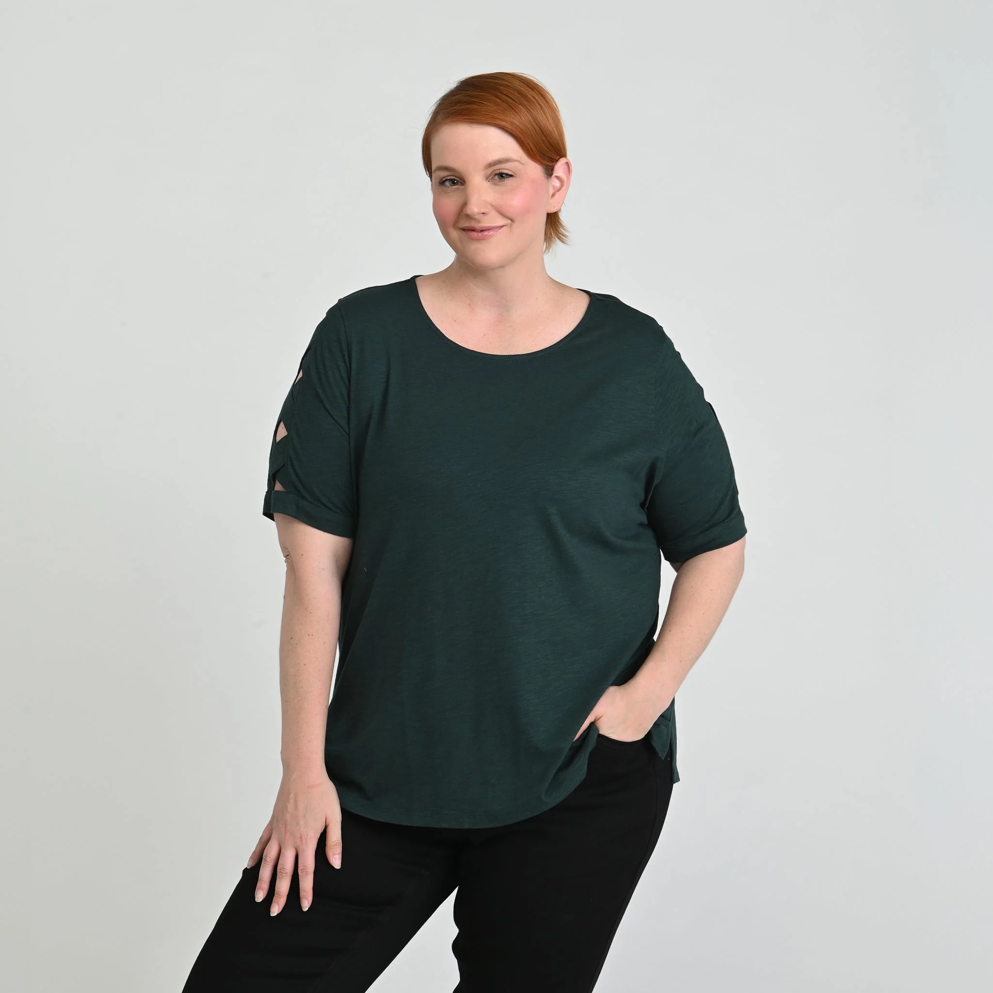 Christopher & Banks Lattice Sleeve Jewel Neck Top - Image 11