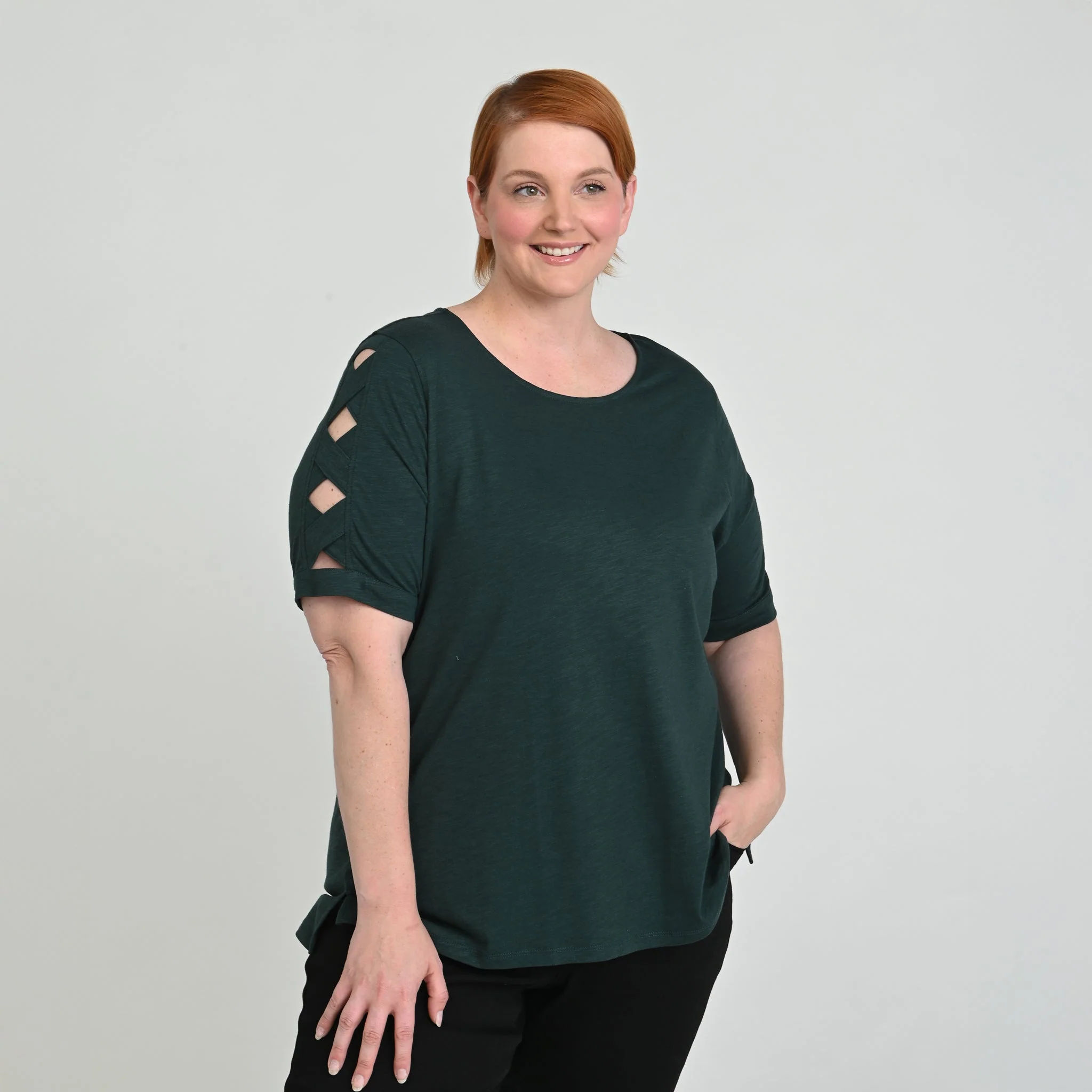 Christopher & Banks Lattice Sleeve Jewel Neck Top - Image 14