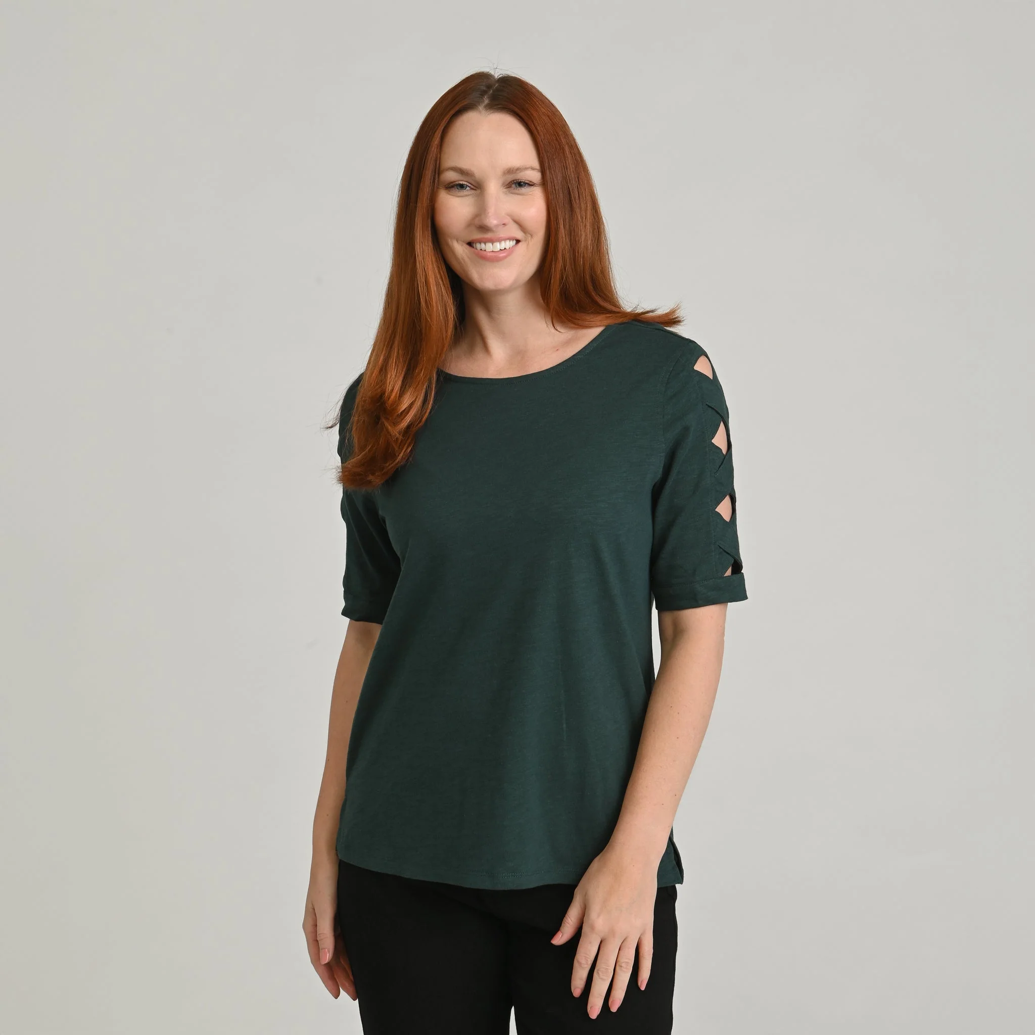 Christopher & Banks Lattice Sleeve Jewel Neck Top - Image 8