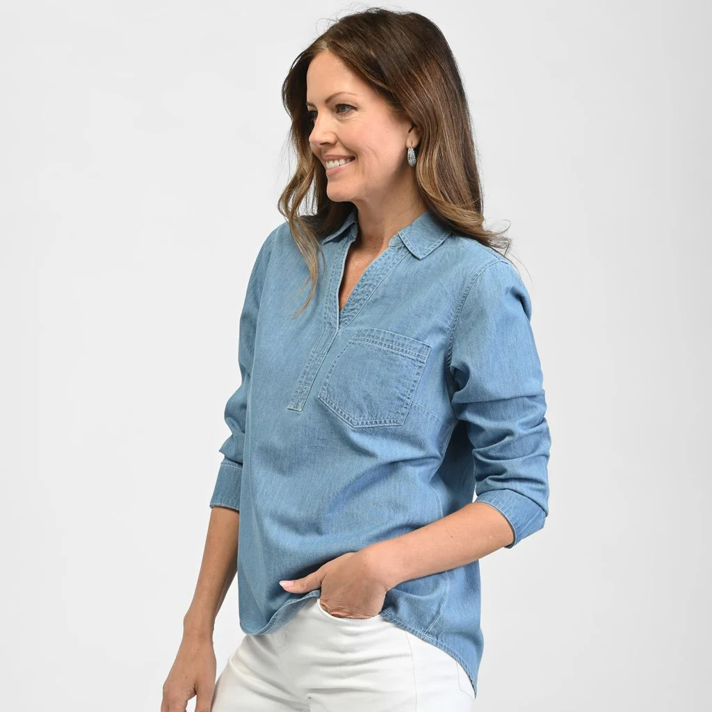 Christopher & Banks Long Sleeve Henley Neck Tunic - Image 3