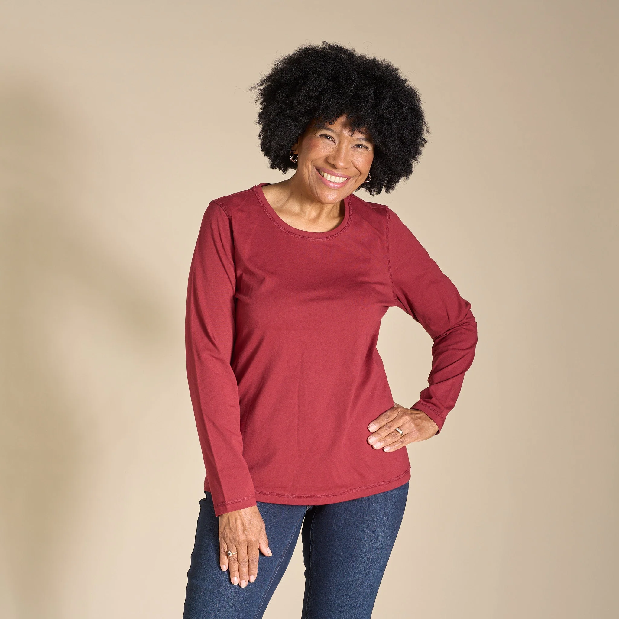 Christopher & Banks Long Sleeve Jewel Neck Perfect Tee - Image 2