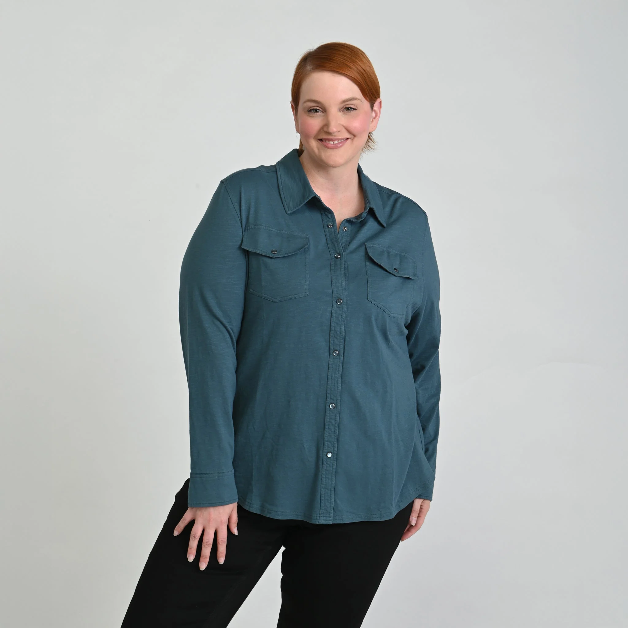 Christopher & Banks Long Sleeve Knit Button Up Top - Image 10