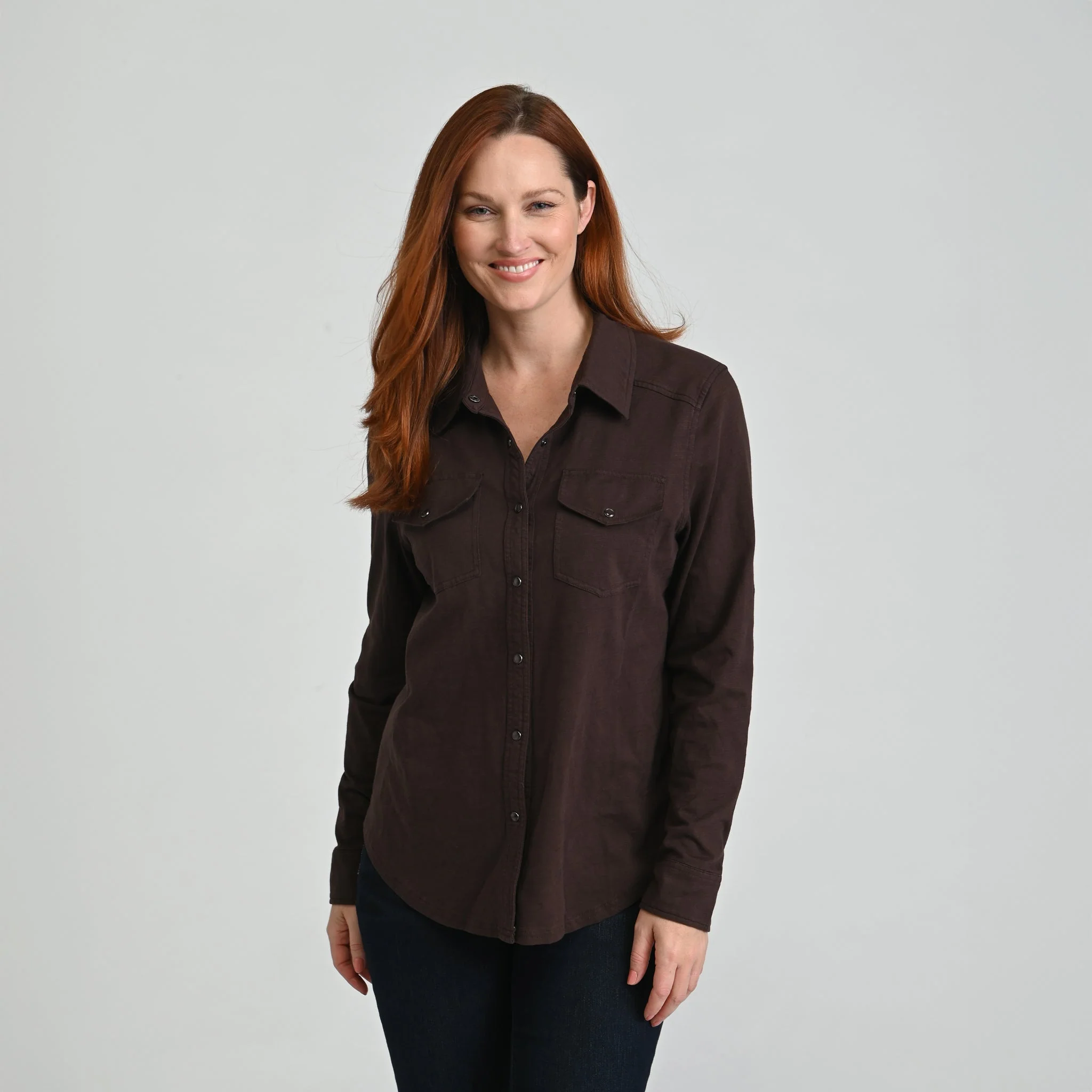 Christopher & Banks Long Sleeve Knit Button Up Top - Image 2