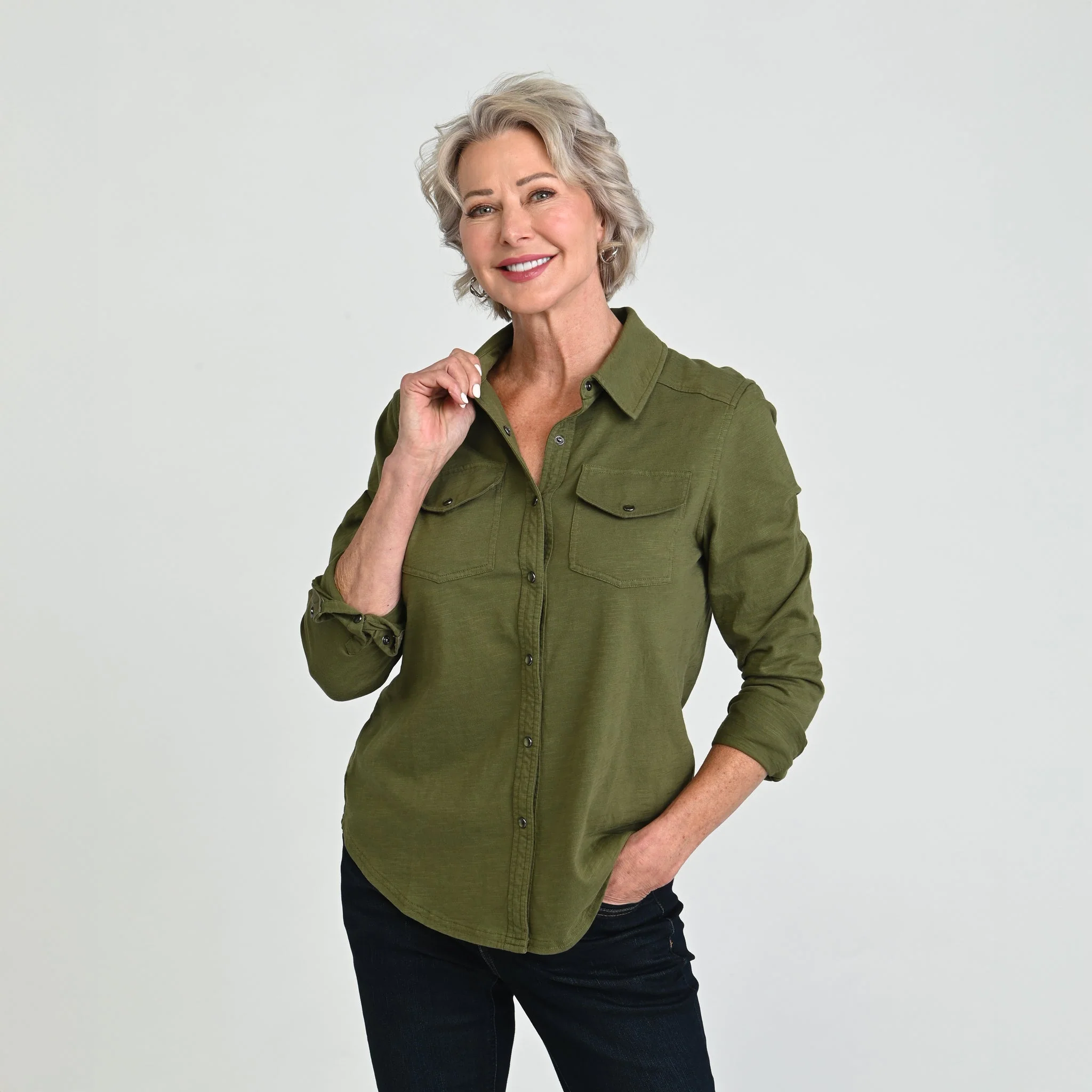 Christopher & Banks Long Sleeve Knit Button Up Top - Image 4