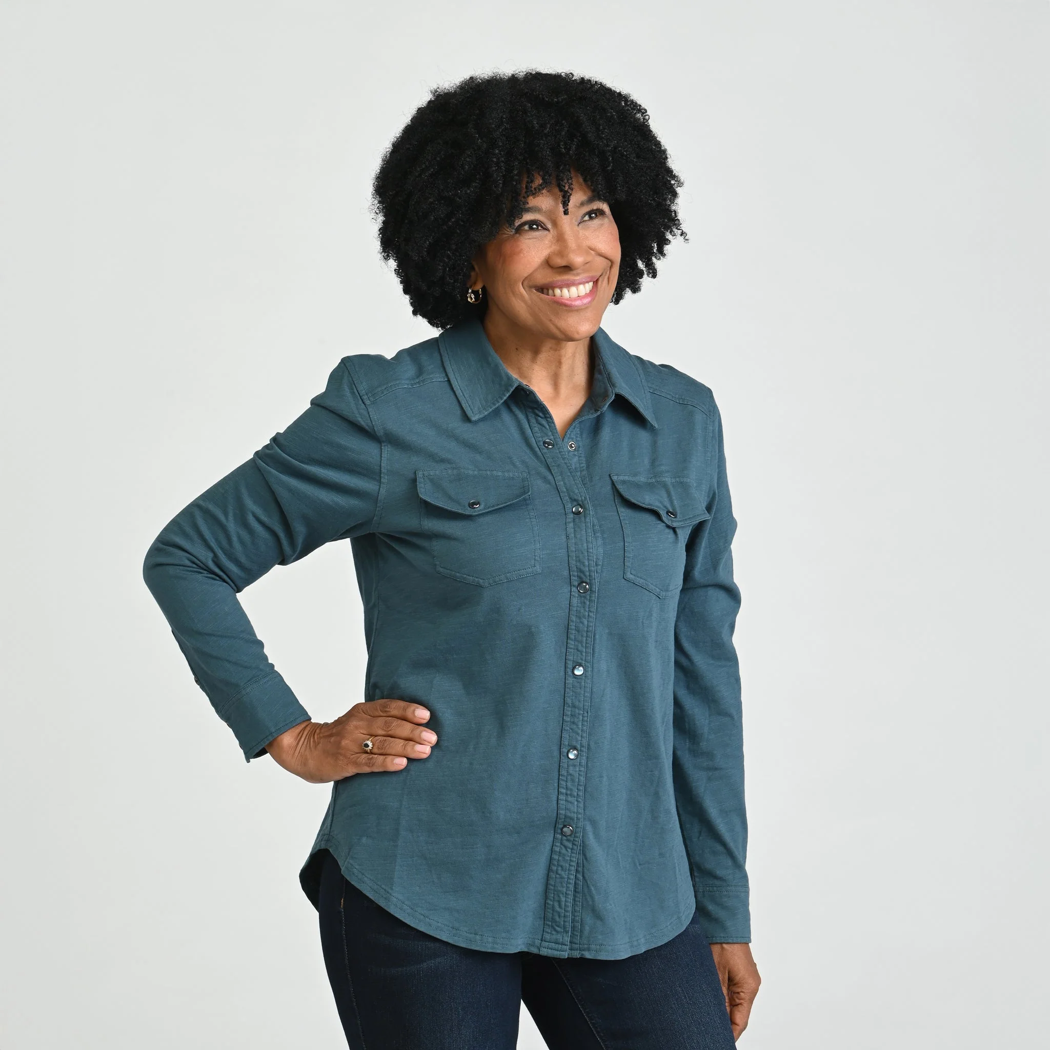 Christopher & Banks Long Sleeve Knit Button Up Top - Image 5