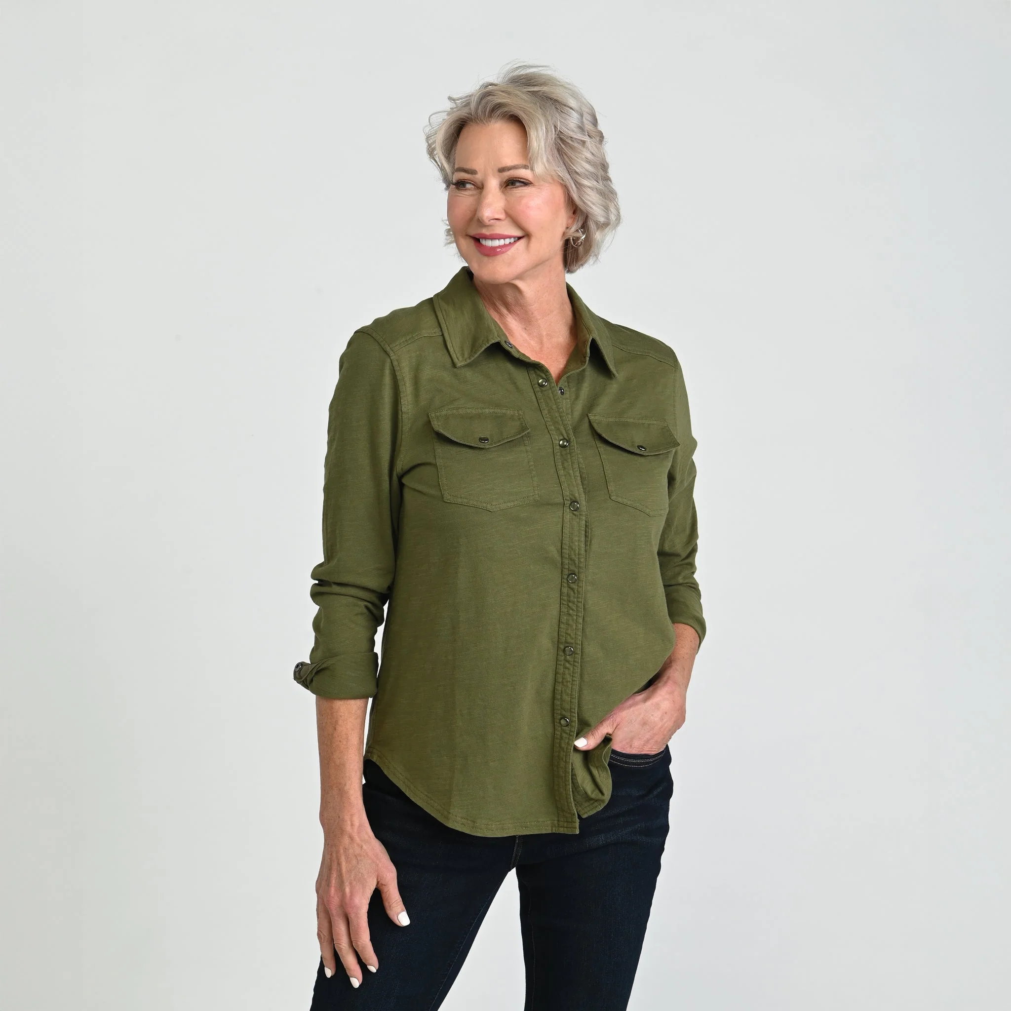 Christopher & Banks Long Sleeve Knit Button Up Top - Image 8
