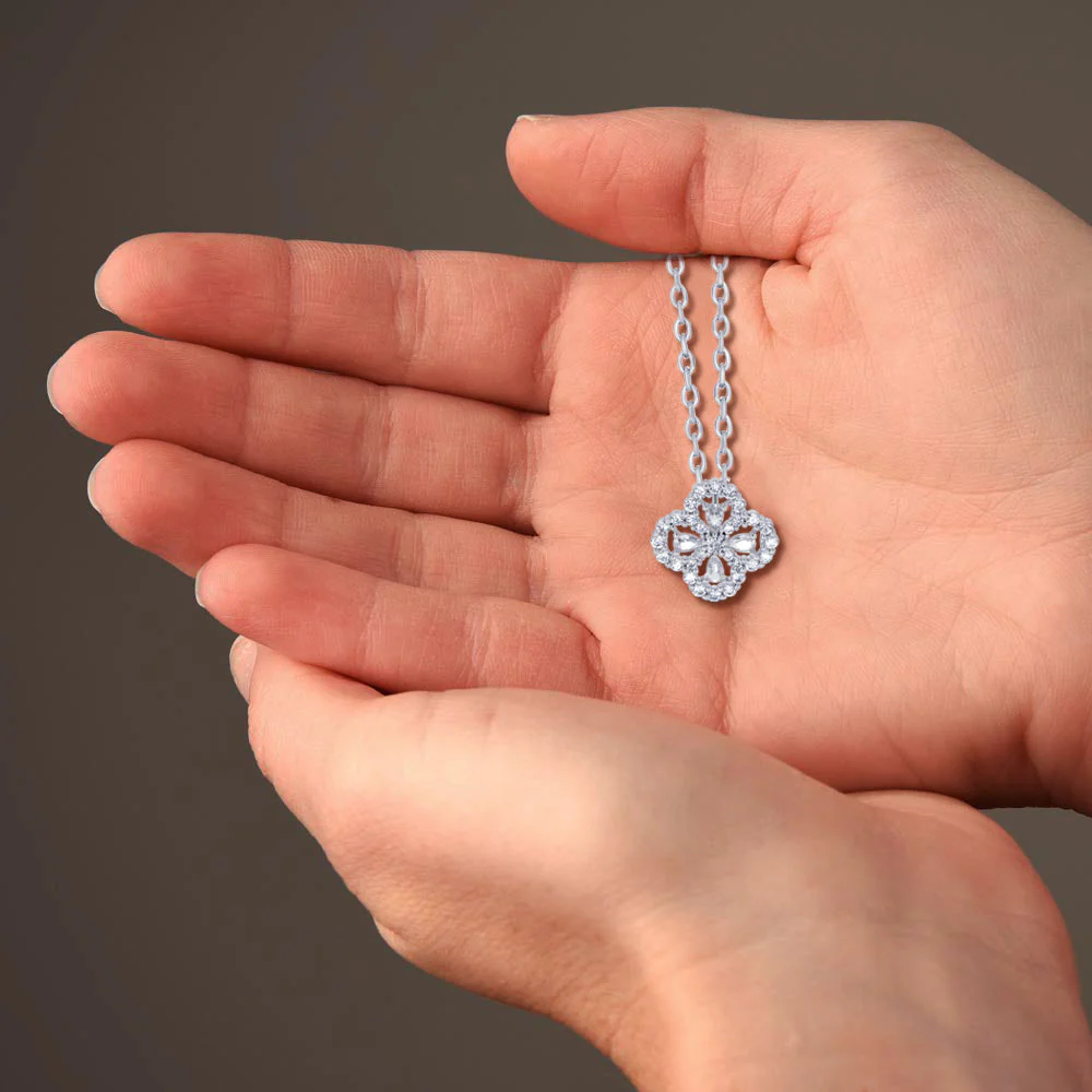 TRYNDI 18K Gold or Rhodium Plated Luxe Clover Swarovski Crystal Necklace - Image 12