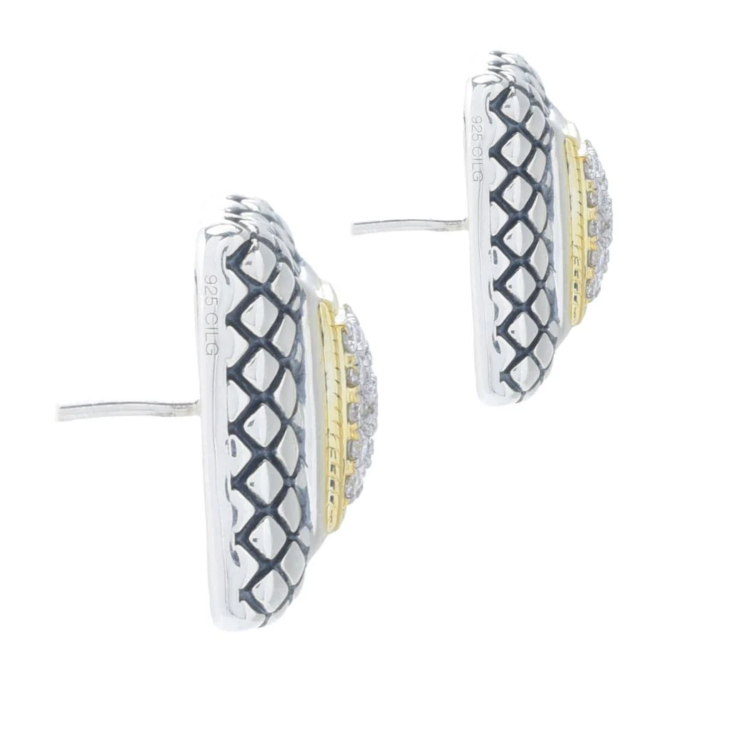 Peace Jewelers Sterling Silver 0.50ctw Lab Grown Diamond Cushion Shape Earrings - Image 2