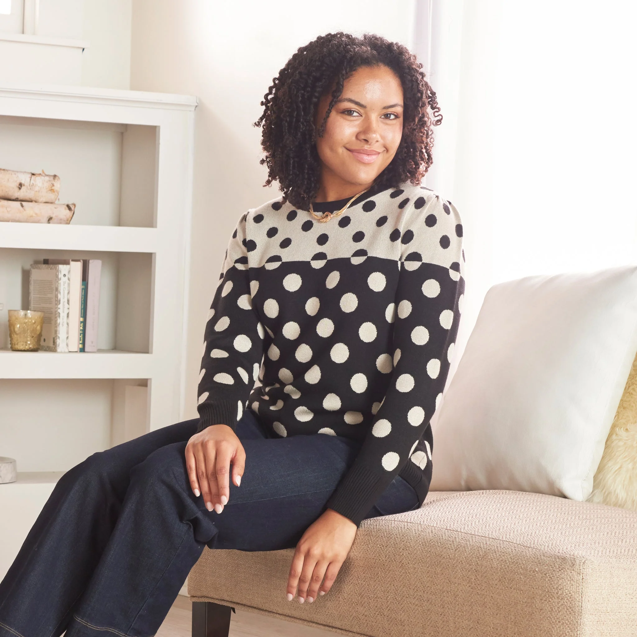 Christopher & Banks Mixed Polka Dot Sweater - Image 2