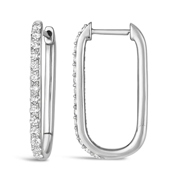Morris & David 14K Gold 0.50ctw Diamond Paperclip Hoop Earrings - Image 2