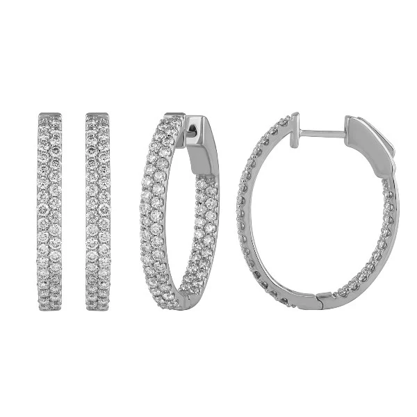 Morris & David 14K Gold Diamond Double Row Inside-Out Hoop Earrings - Image 2