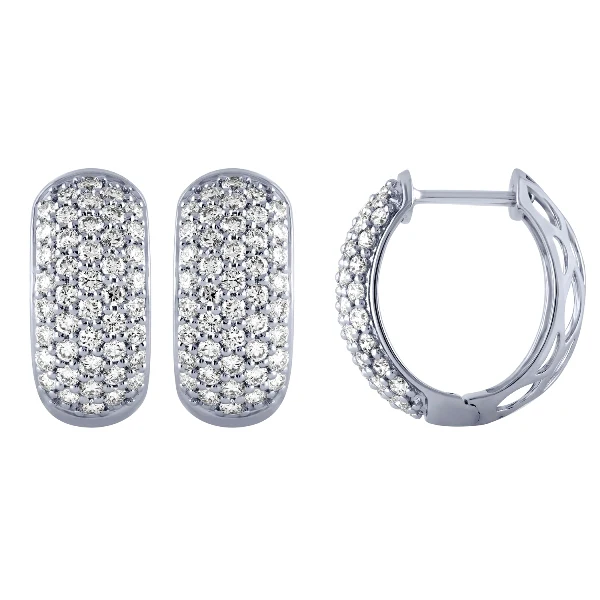 Morris & David 14K Gold Diamond Pave Huggie Hoop Earrings - Image 2