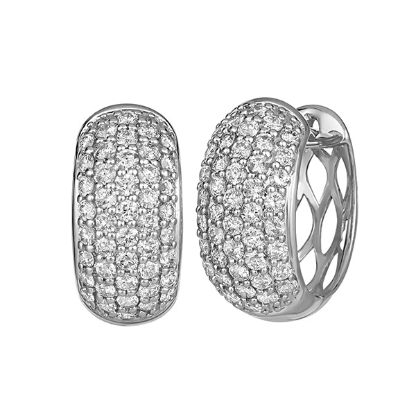 Morris & David 14K Gold Diamond Pave Huggie Hoop Earrings - Image 3