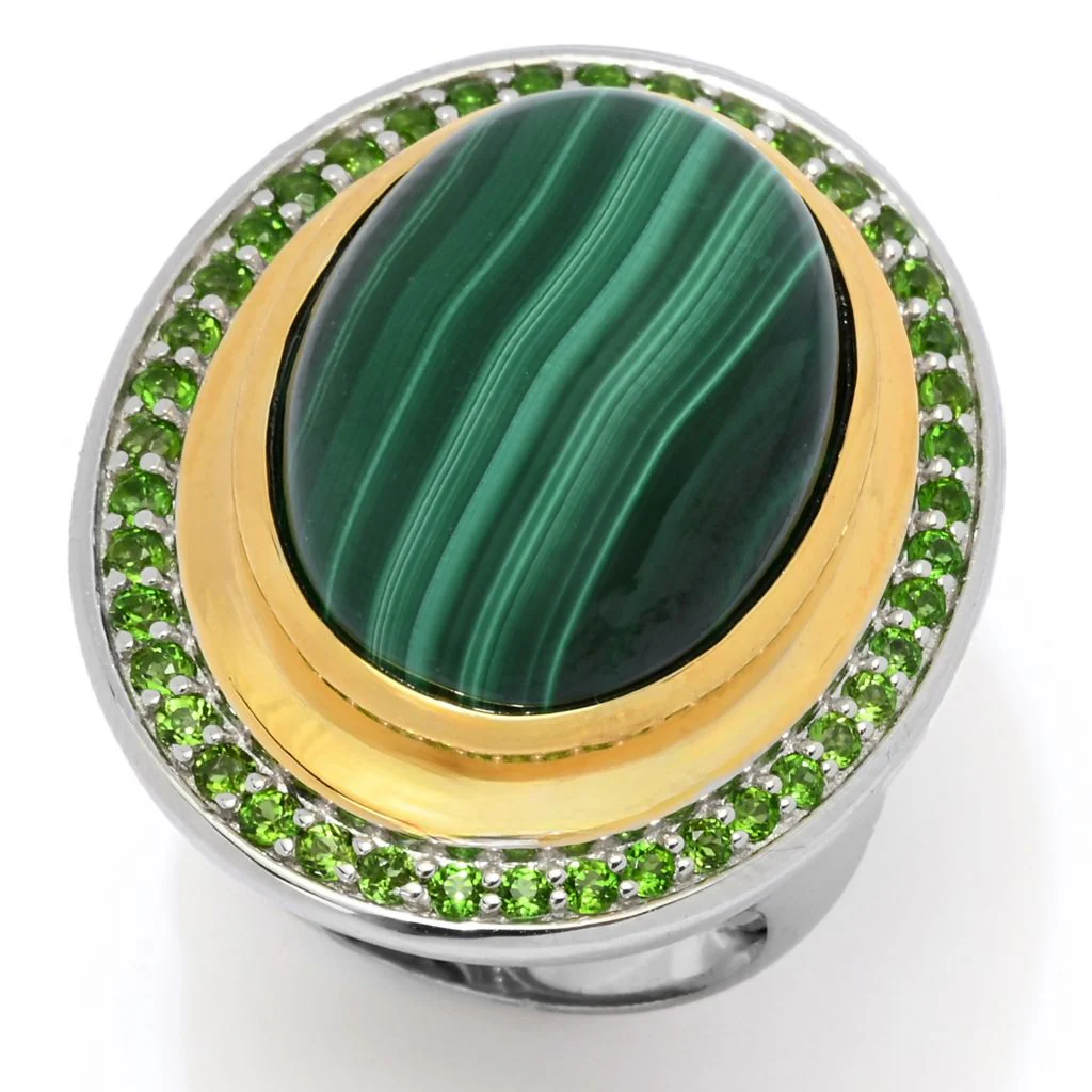 18K Gold Accented Choice of 18x13mm Opaque & Faceted Gemstone Ring - Image 2