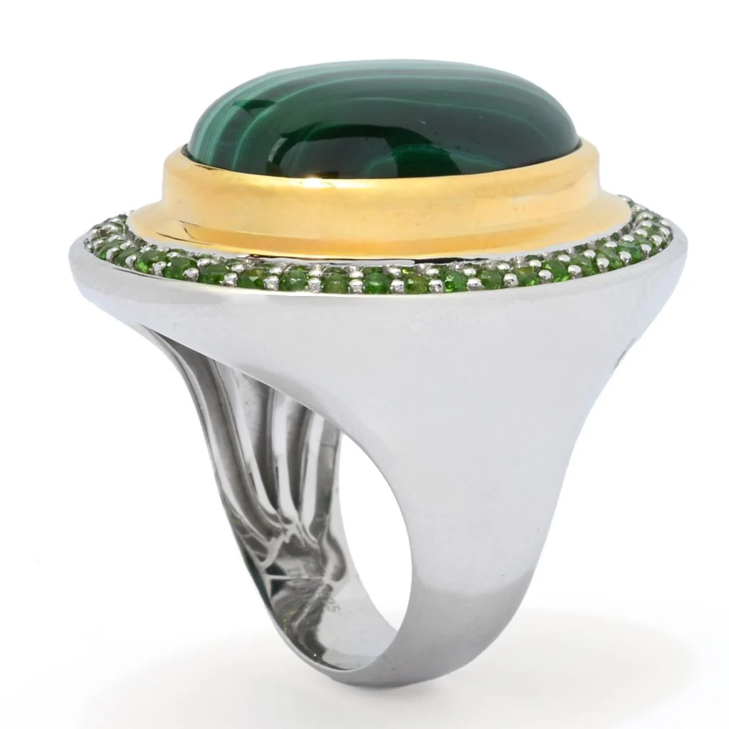 18K Gold Accented Choice of 18x13mm Opaque & Faceted Gemstone Ring - Image 3