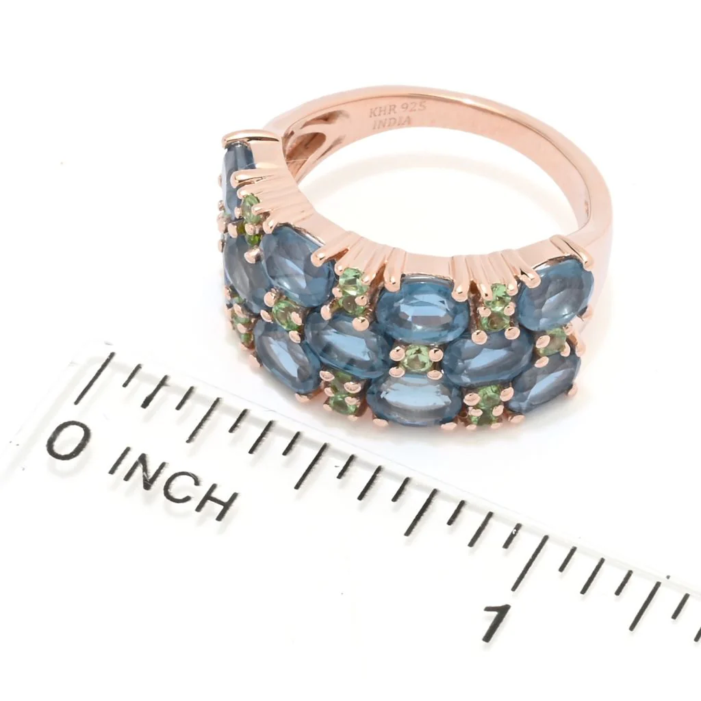 18K Rose Vermeil 0.64ctw Kyanite & Tsavorite Triple Row Ring - Image 2