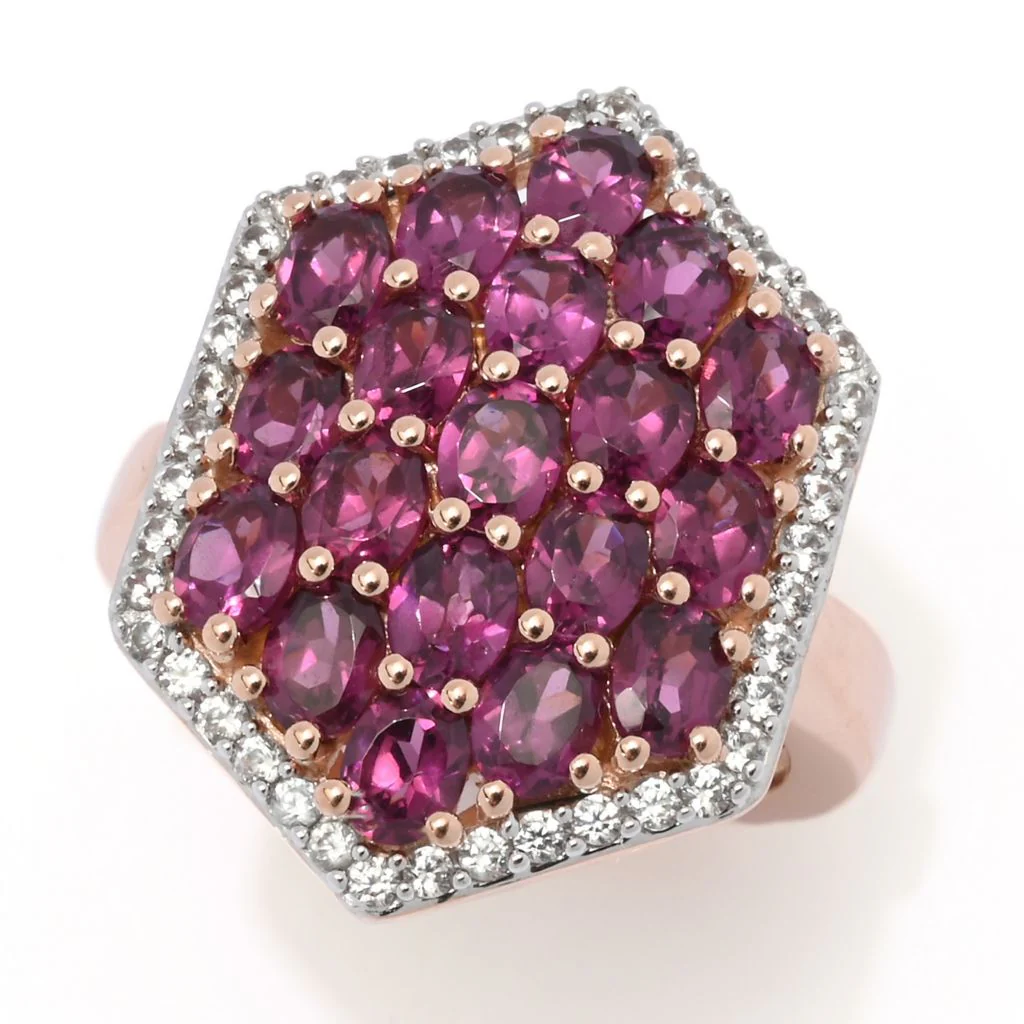 Choice of Gemstone Cluster & White Zircon Hexagonal Shield Ring - Image 3