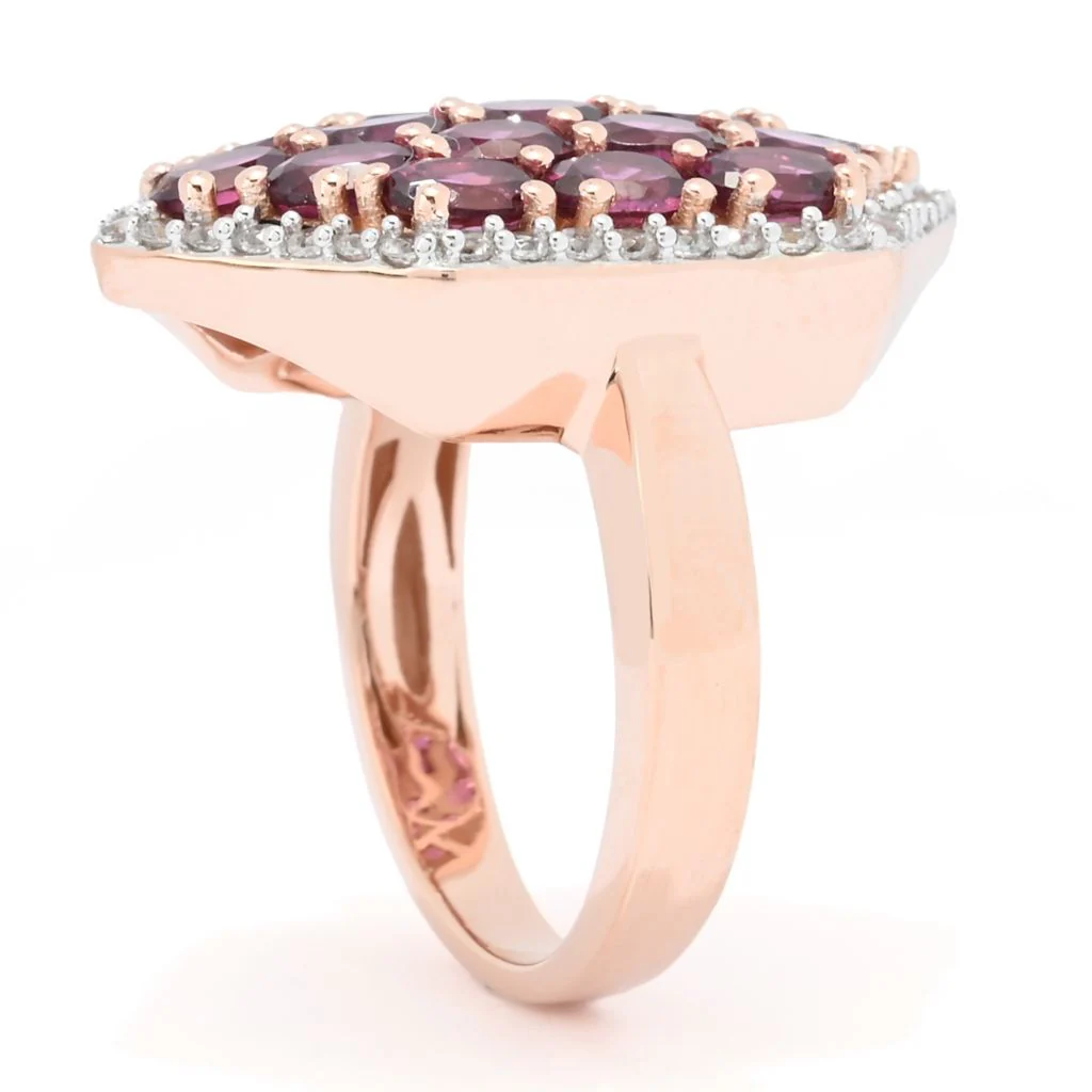 Choice of Gemstone Cluster & White Zircon Hexagonal Shield Ring - Image 4