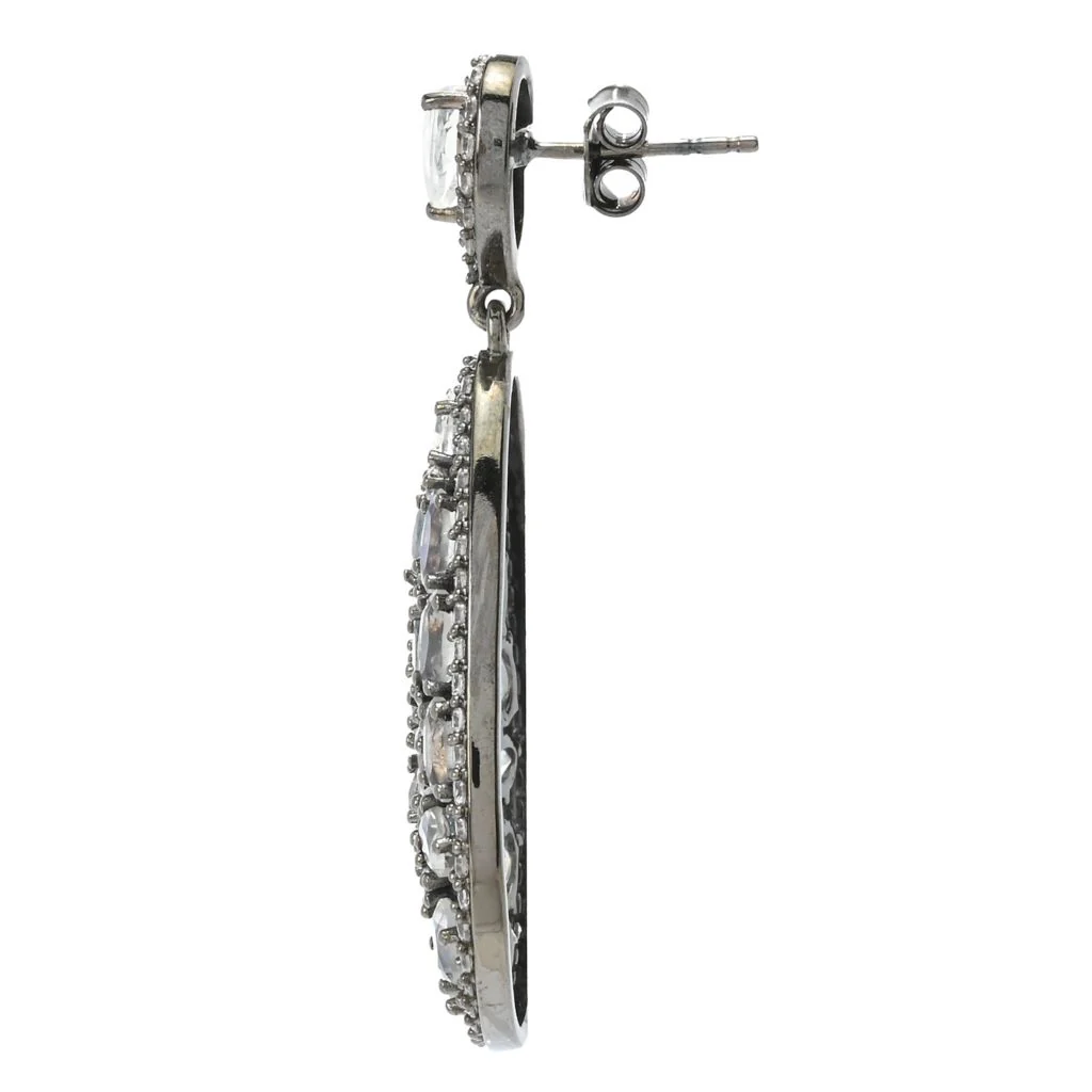 Sterling Silver 11.02ctw Rainbow Moonstone & Zircon Earrings - Image 2