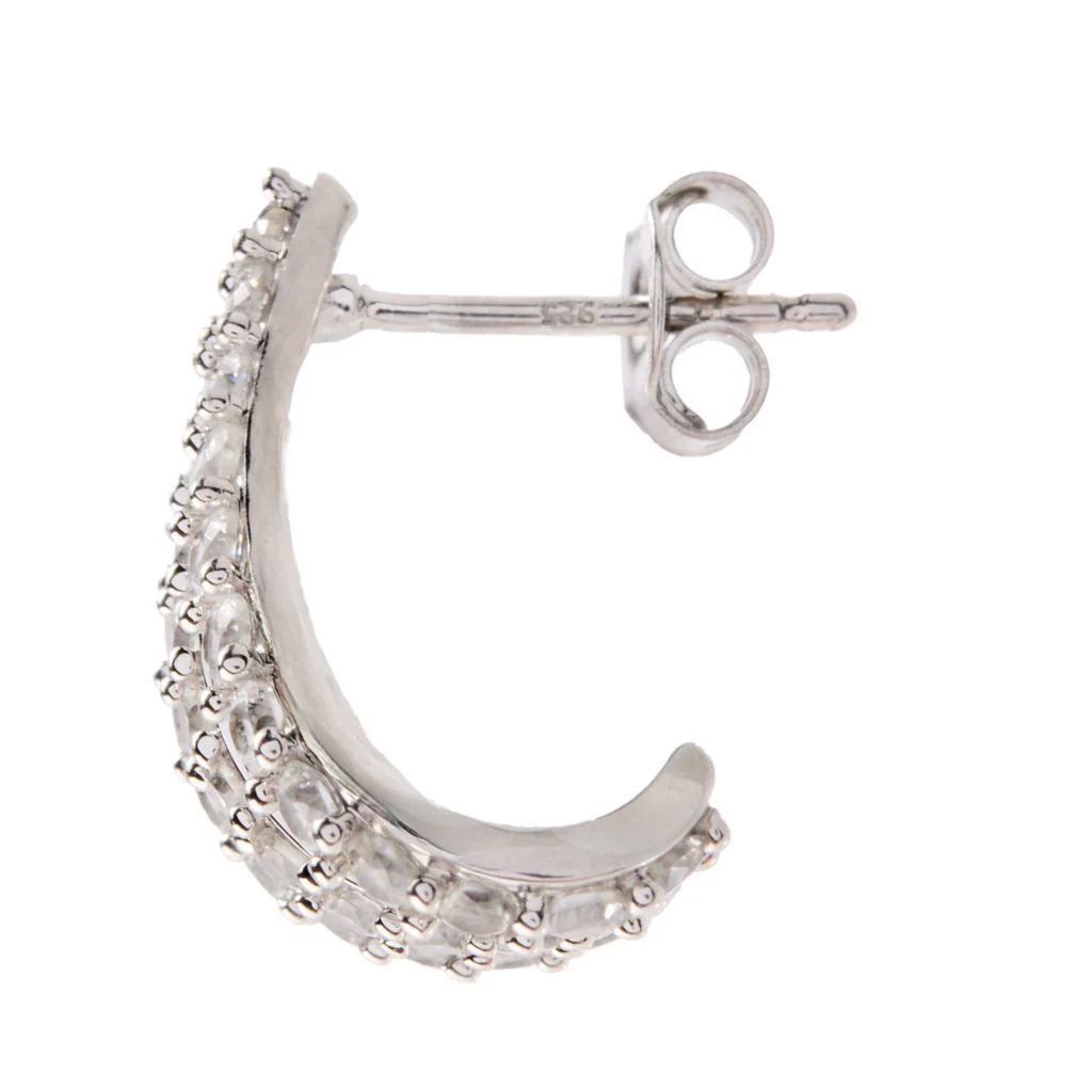 Sterling Silver 6.12ctw White Zircon Multi Row Ear Cuff Earrings - Image 2