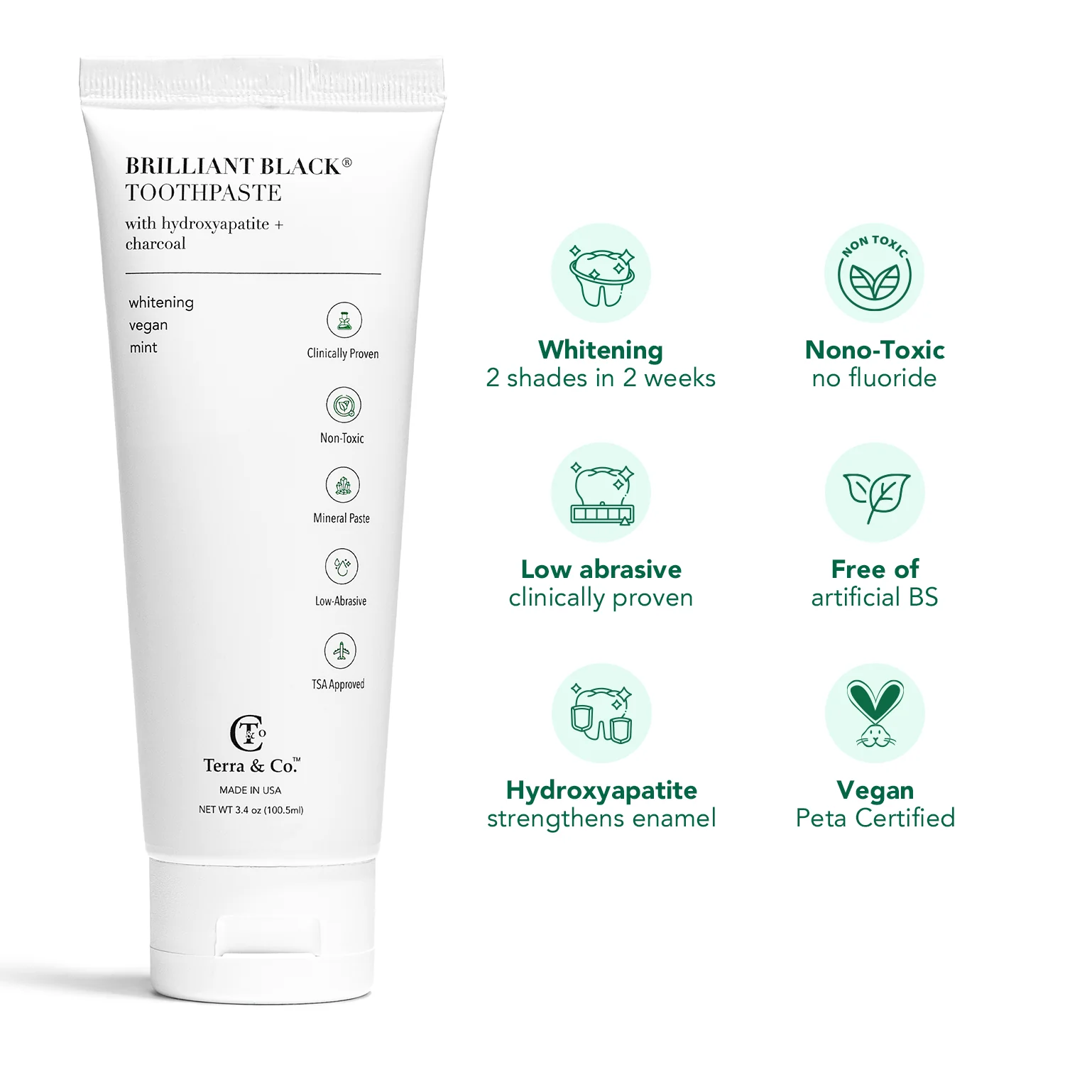 Terra & Co. Brilliant Black® Natural Charcoal Fluoride-Free Whitening Toothpaste Duo - Image 2