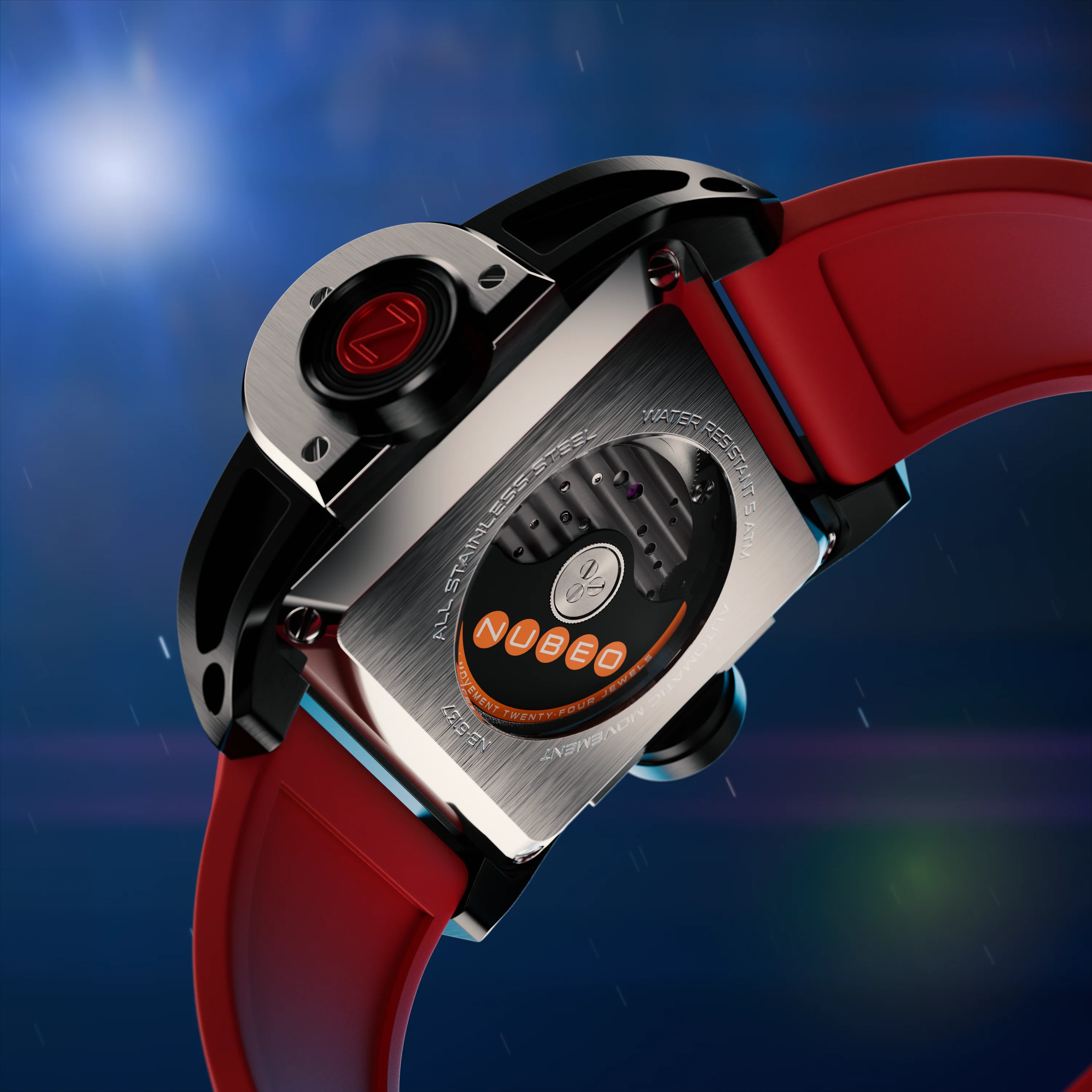 Nubeo Men's 43mm Continuum Automatic Square Rolling Time Rubber Strap Watch - Image 10