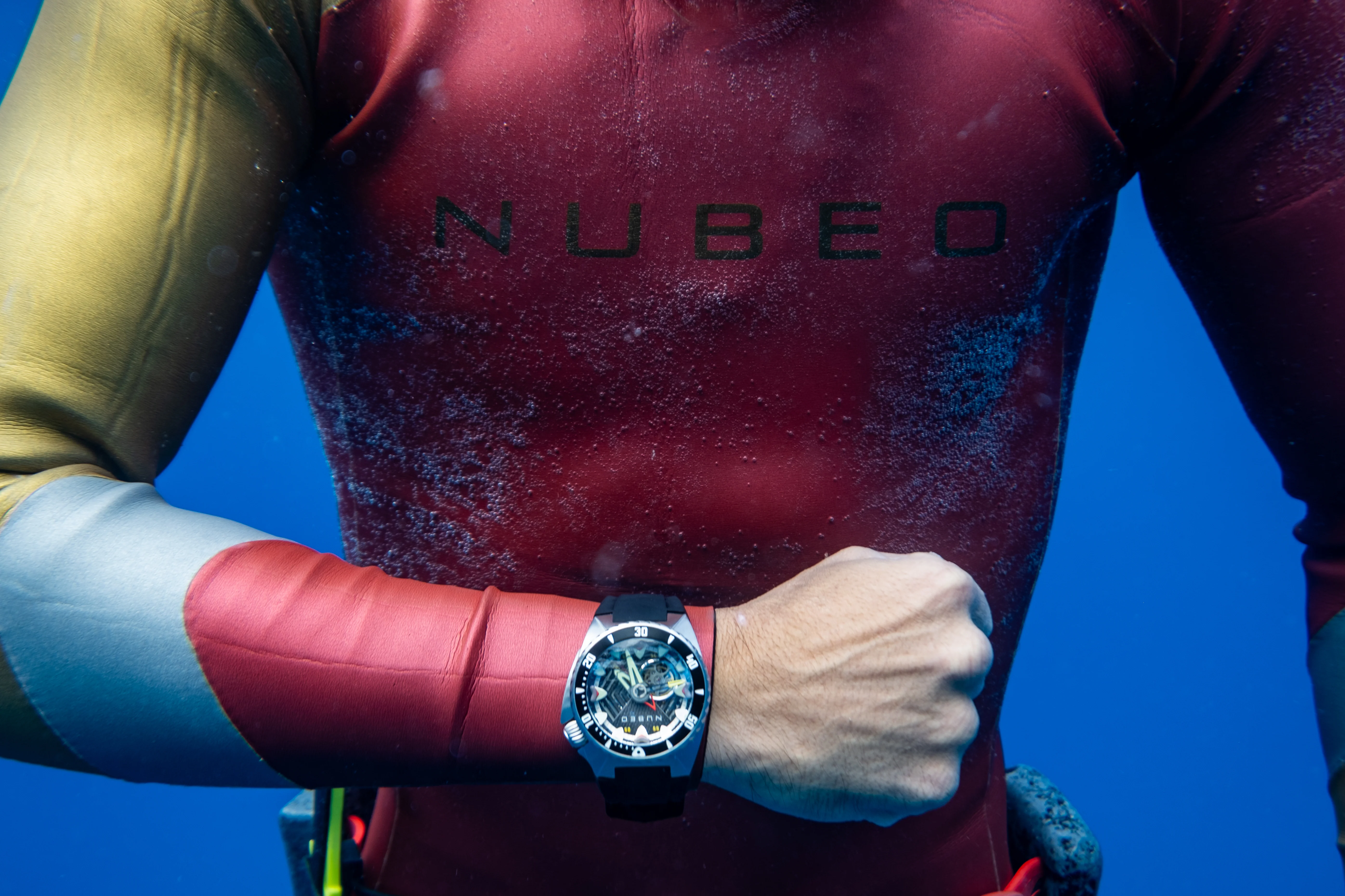 Nubeo Men's 44mm Megalodon Automatic Limited Edition Open Heart Rubber Strap Watch - Image 12