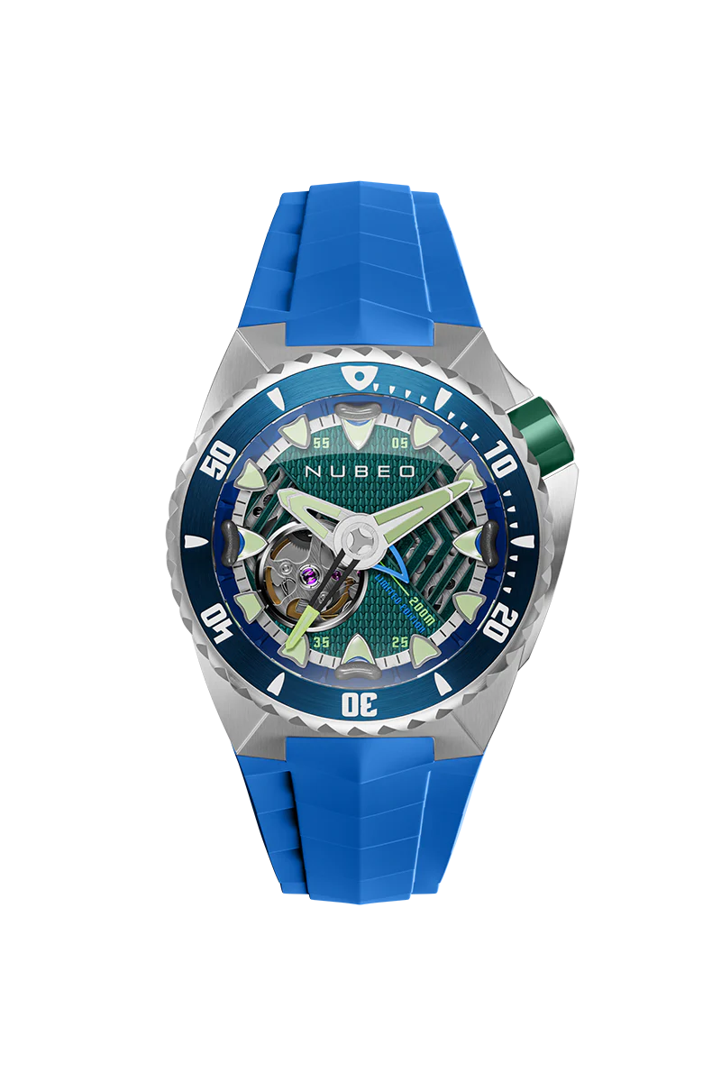 Nubeo Men's 44mm Megalodon Automatic Limited Edition Open Heart Rubber Strap Watch - Image 2