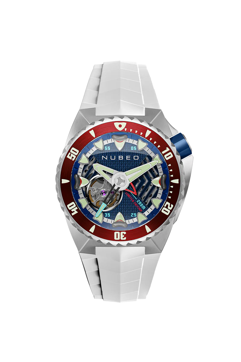 Nubeo Men's 44mm Megalodon Automatic Limited Edition Open Heart Rubber Strap Watch - Image 3